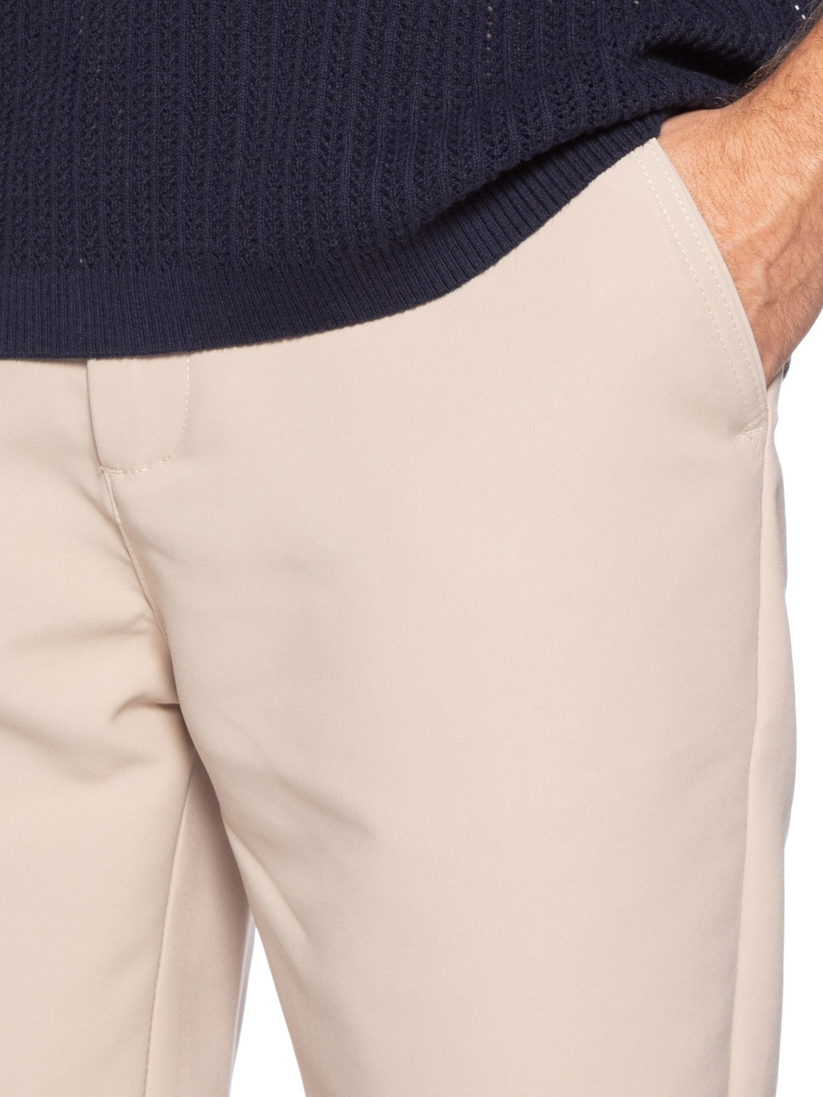 Bermuda Masculina Alfaiataria Cós Elástico Bege '2 Essential