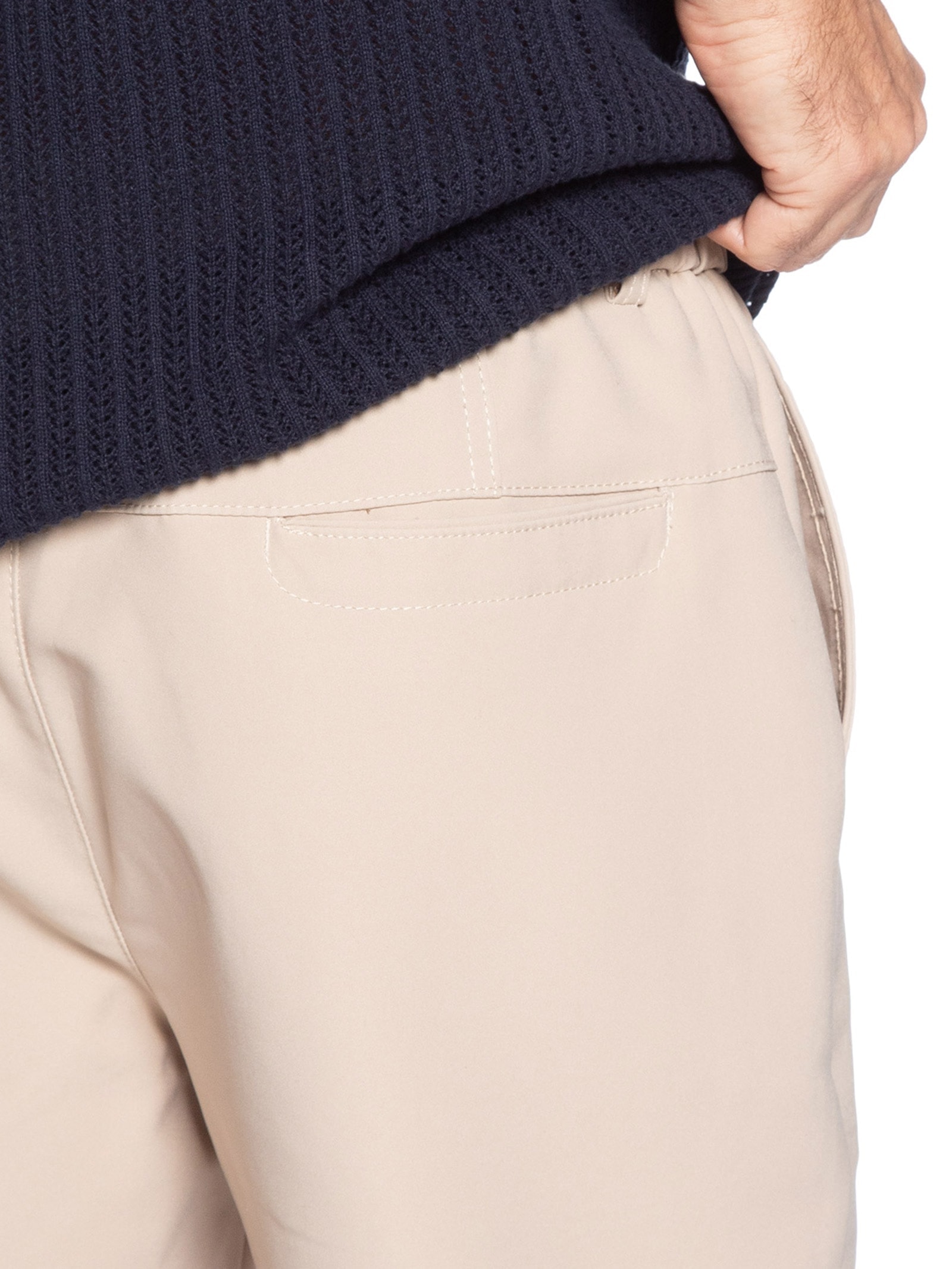 Bermuda Masculina Alfaiataria Cós Elástico Bege '2 Essential