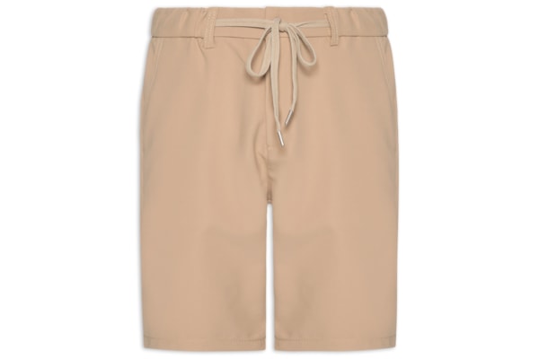 Bermuda Masculina Alfaiataria Cós Elástico E Cordão - Bege