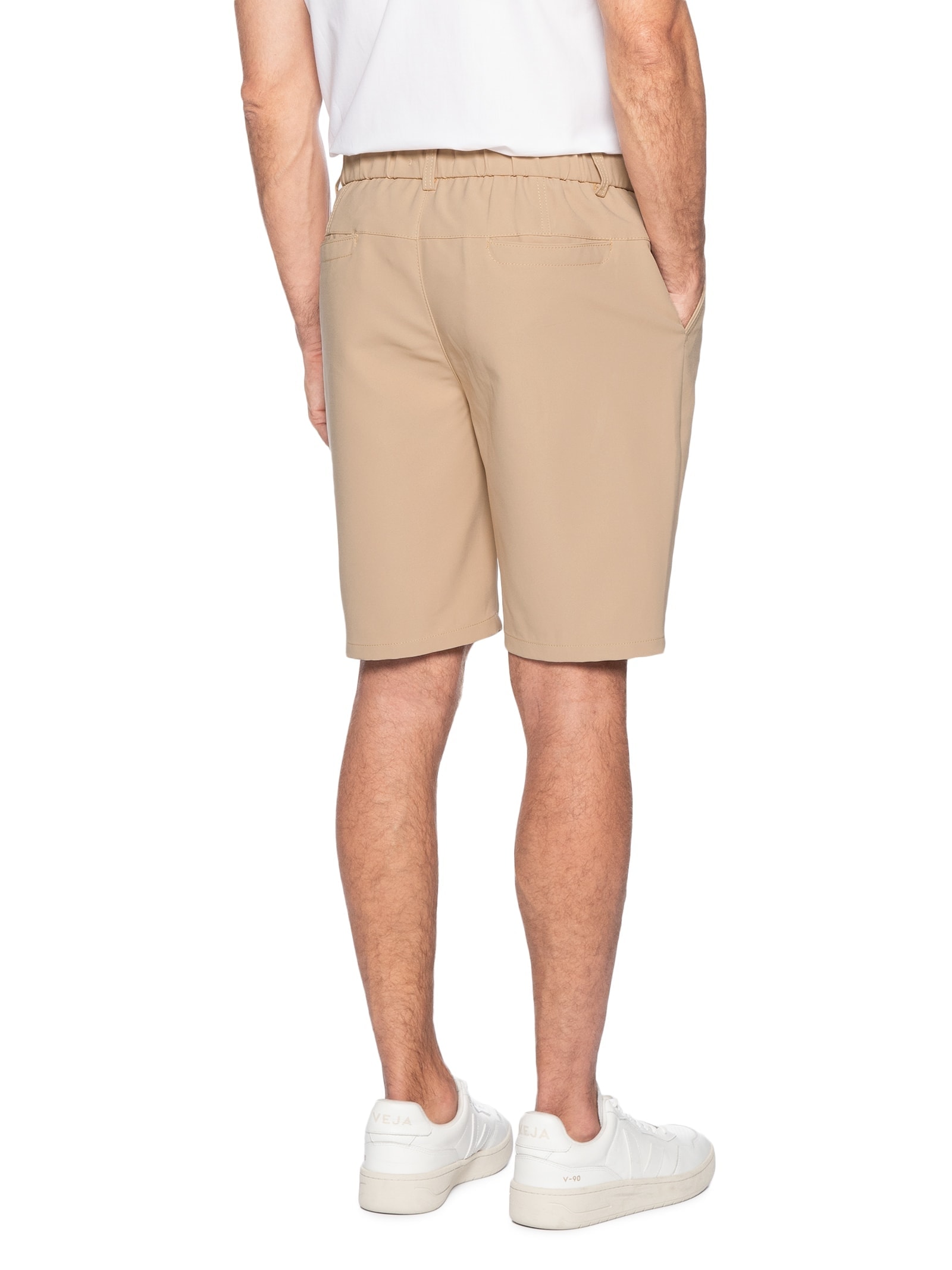 Bermuda Masculina Alfaiataria Cós Elástico E Cordão Bege '2 Essential