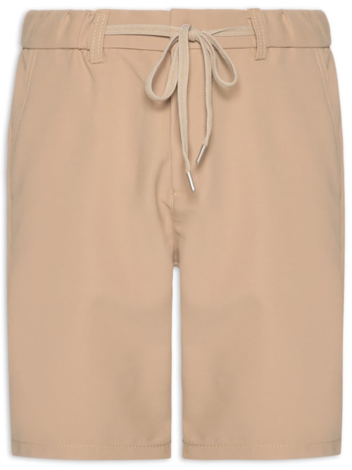 Bermuda Masculina Alfaiataria Cós Elástico E Cordão – Bege