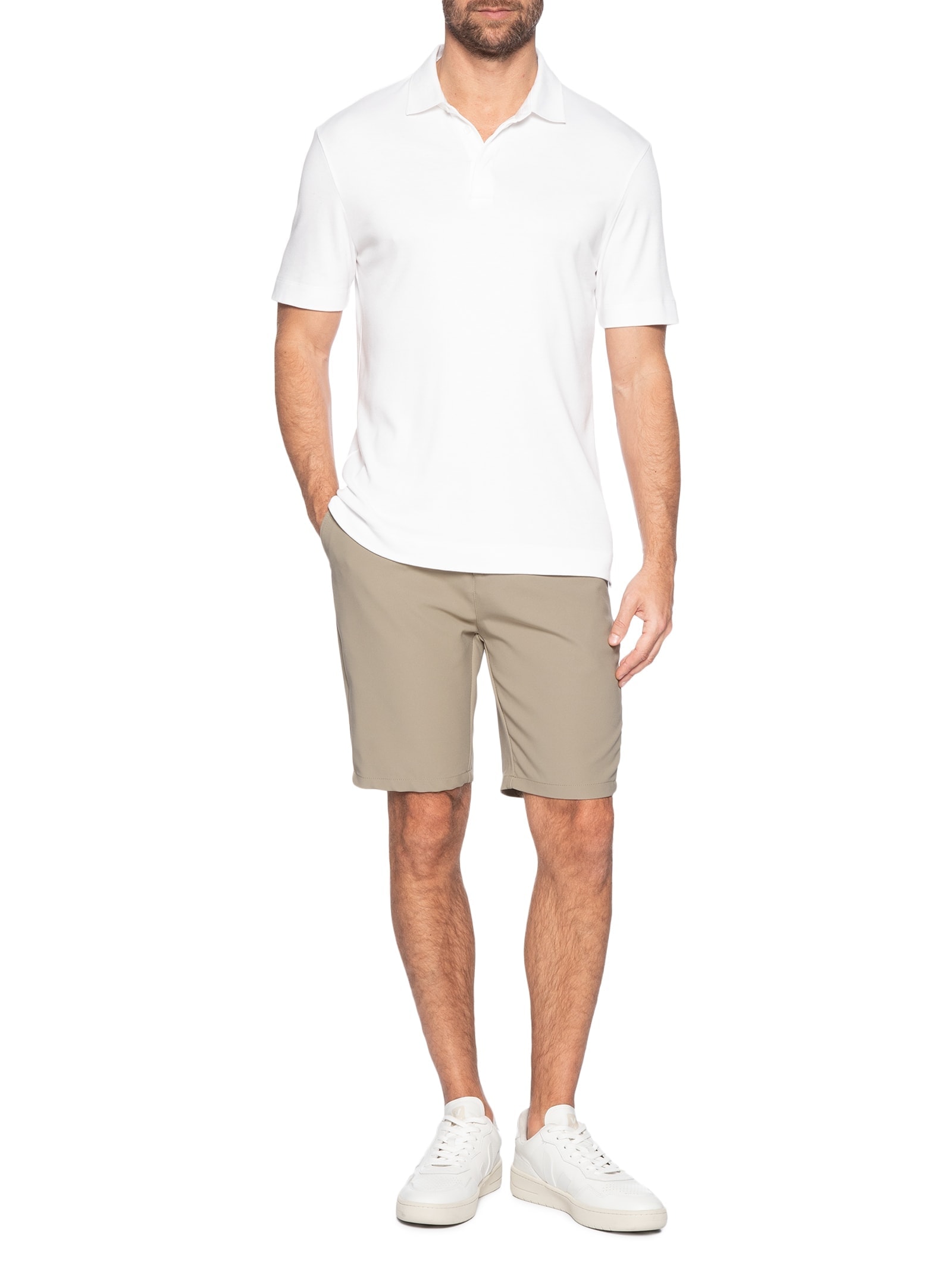 Bermuda Masculina Alfaiataria Cós Elástico E Cordão Verde '2 Essential