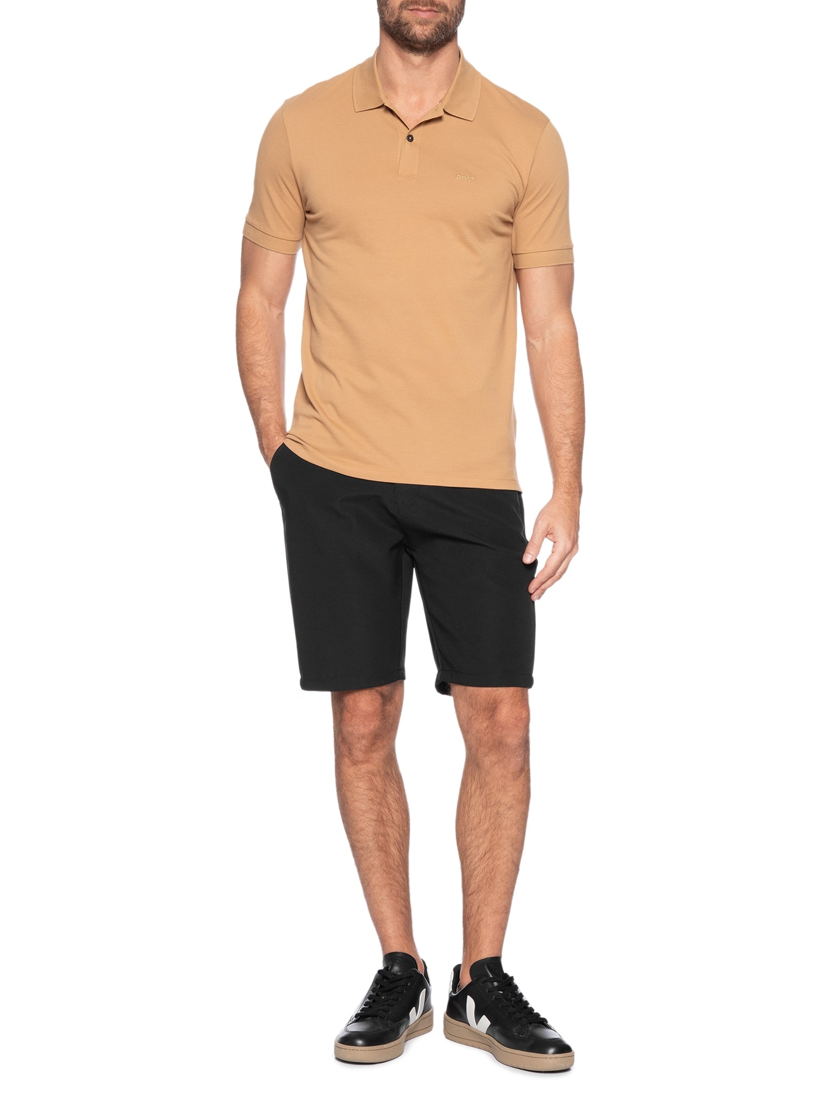 Bermuda Masculina Alfaiataria Cós Elástico Preto '2 Essential