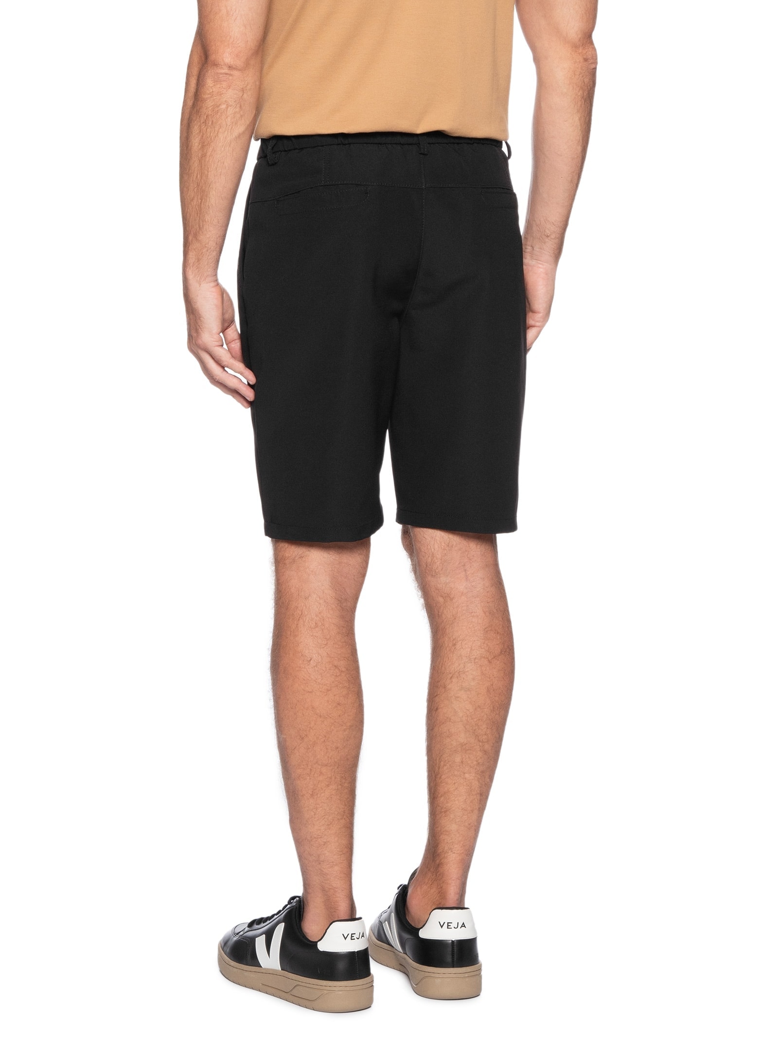 Bermuda Masculina Alfaiataria Cós Elástico Preto '2 Essential