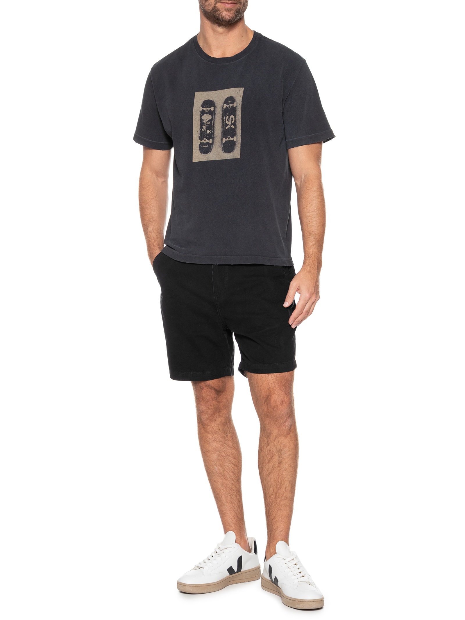 Bermuda Masculina Alfaiataria Cotton E-Basics Preto Osklen