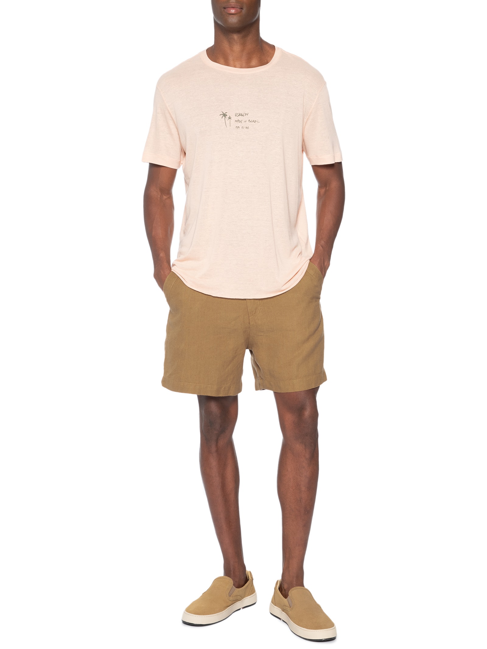 Bermuda Masculina Alfaiataria Flow Linen Bege Osklen