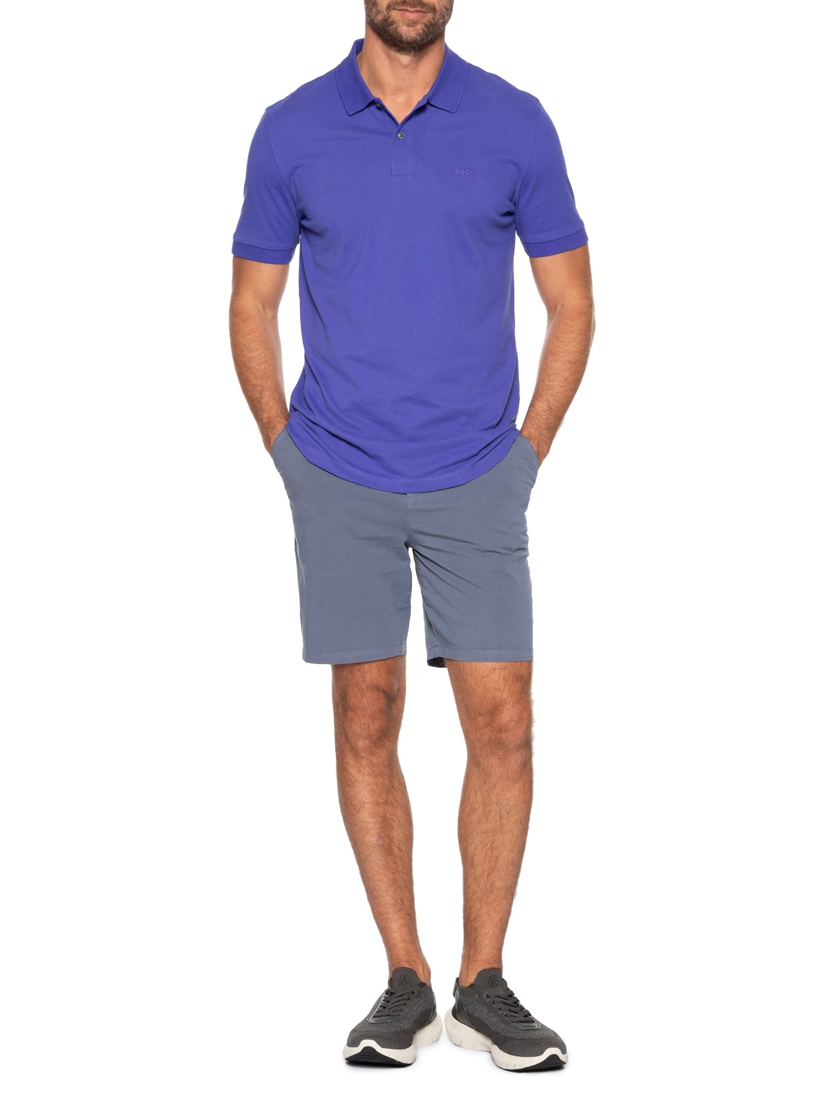 Bermuda Masculina Alfaiataria Slim Fit H-Kane Azul Boss