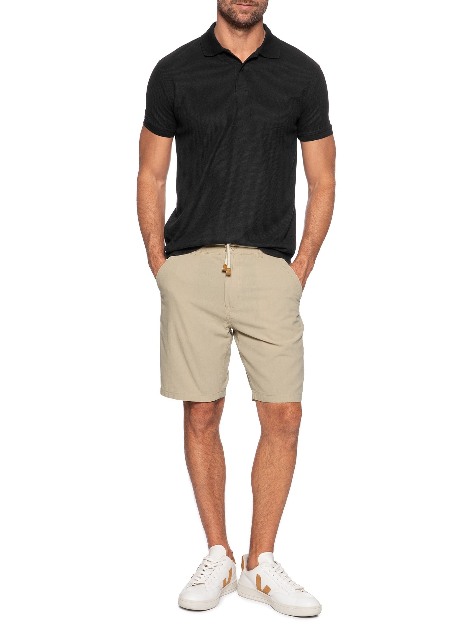 Bermuda Masculina Algodão Ocean Bege '2 Essential