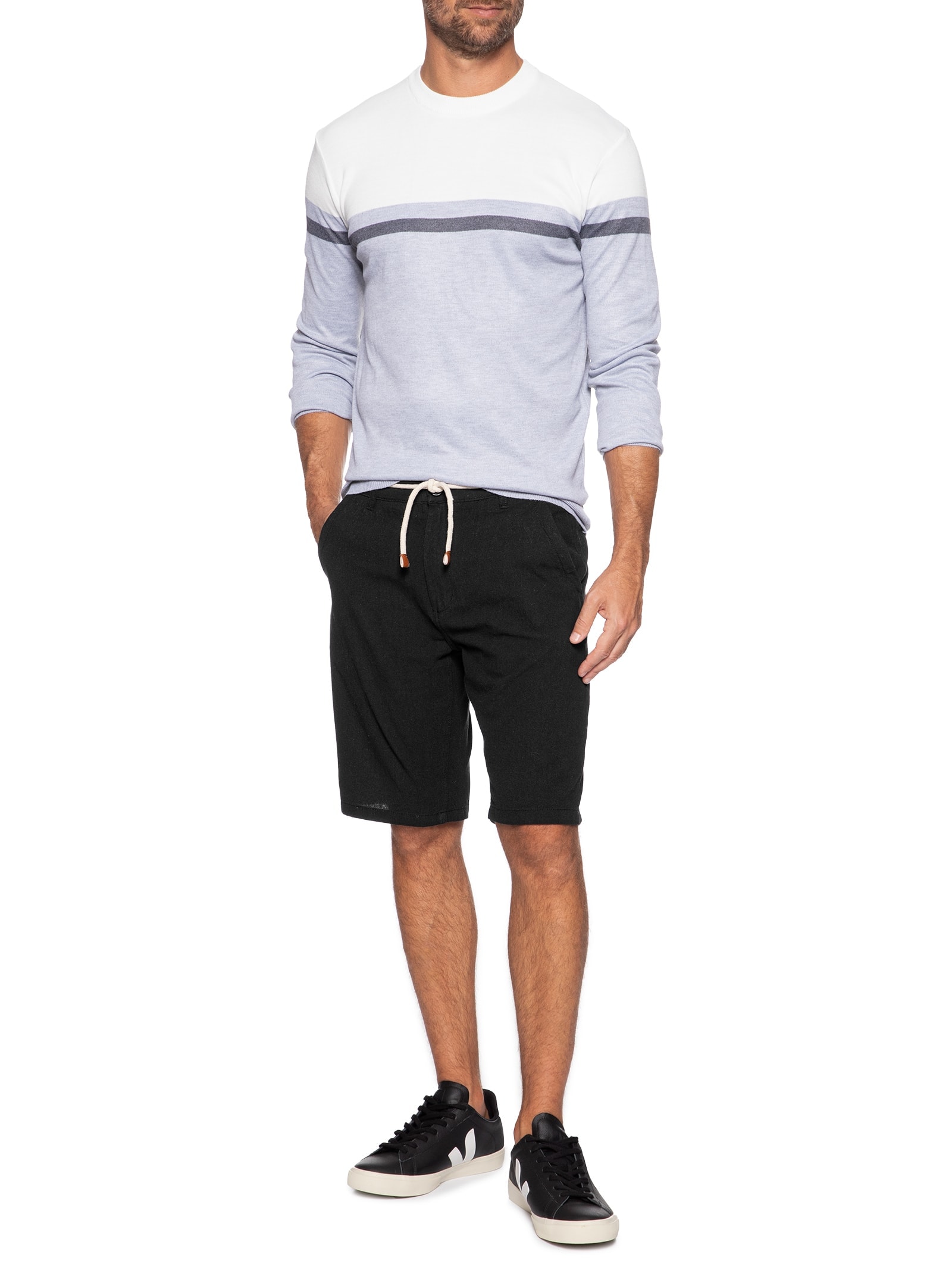 Bermuda Masculina Algodão Ocean Preto '2 Essential