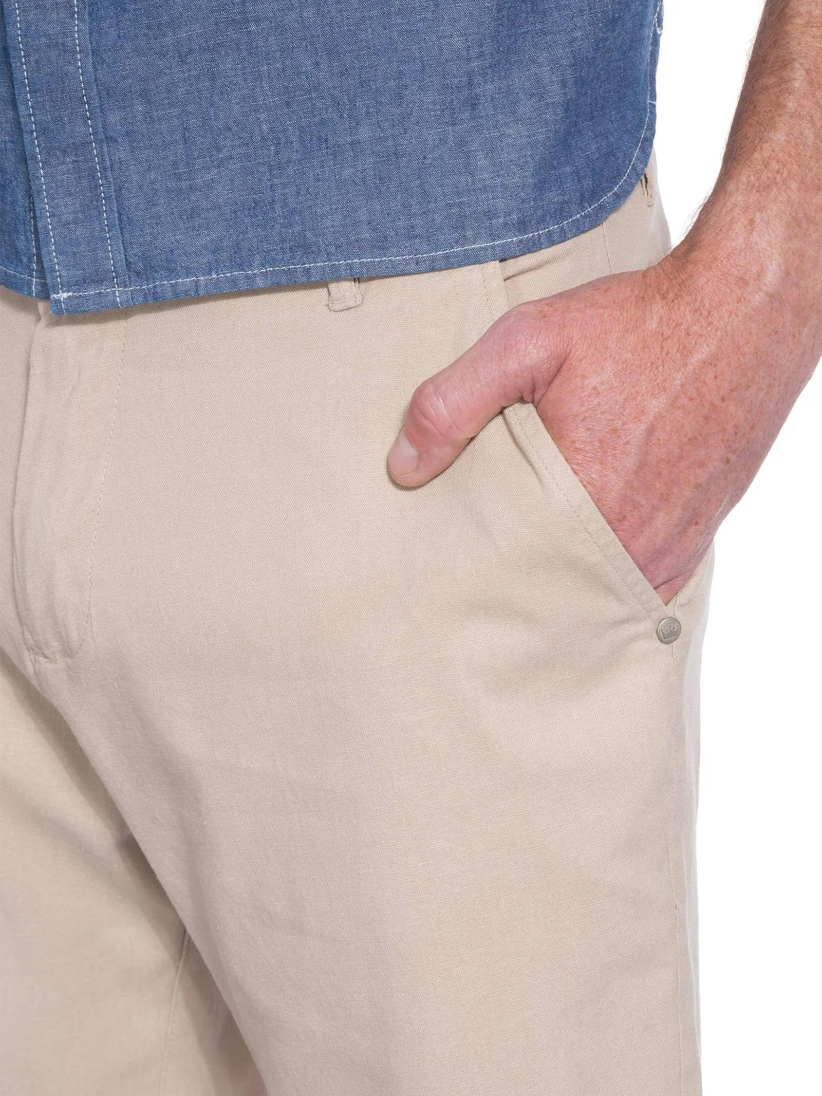 Bermuda Masculina Basic Linen Bege Osklen