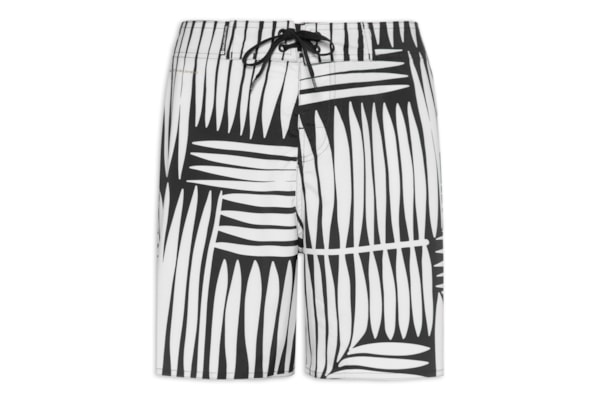 Bermuda Masculina Beachwear Aquaone Flex Geographic Lea - Preto