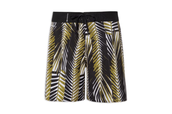 Bermuda Masculina Beachwear Aquaone Flex Palm Stripes  – Marrom