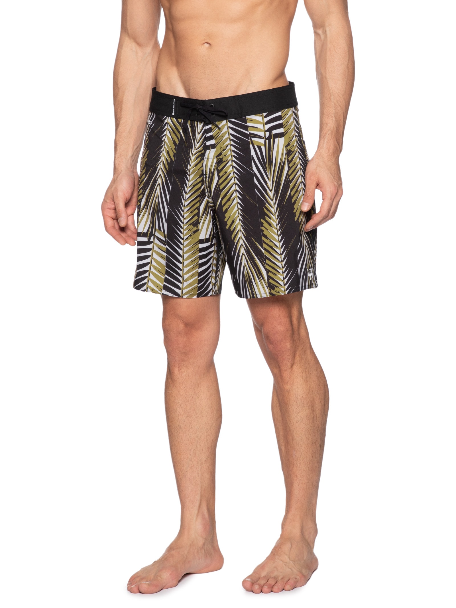Bermuda Masculina Beachwear Aquaone Flex Palm Stripes  – Marrom Osklen