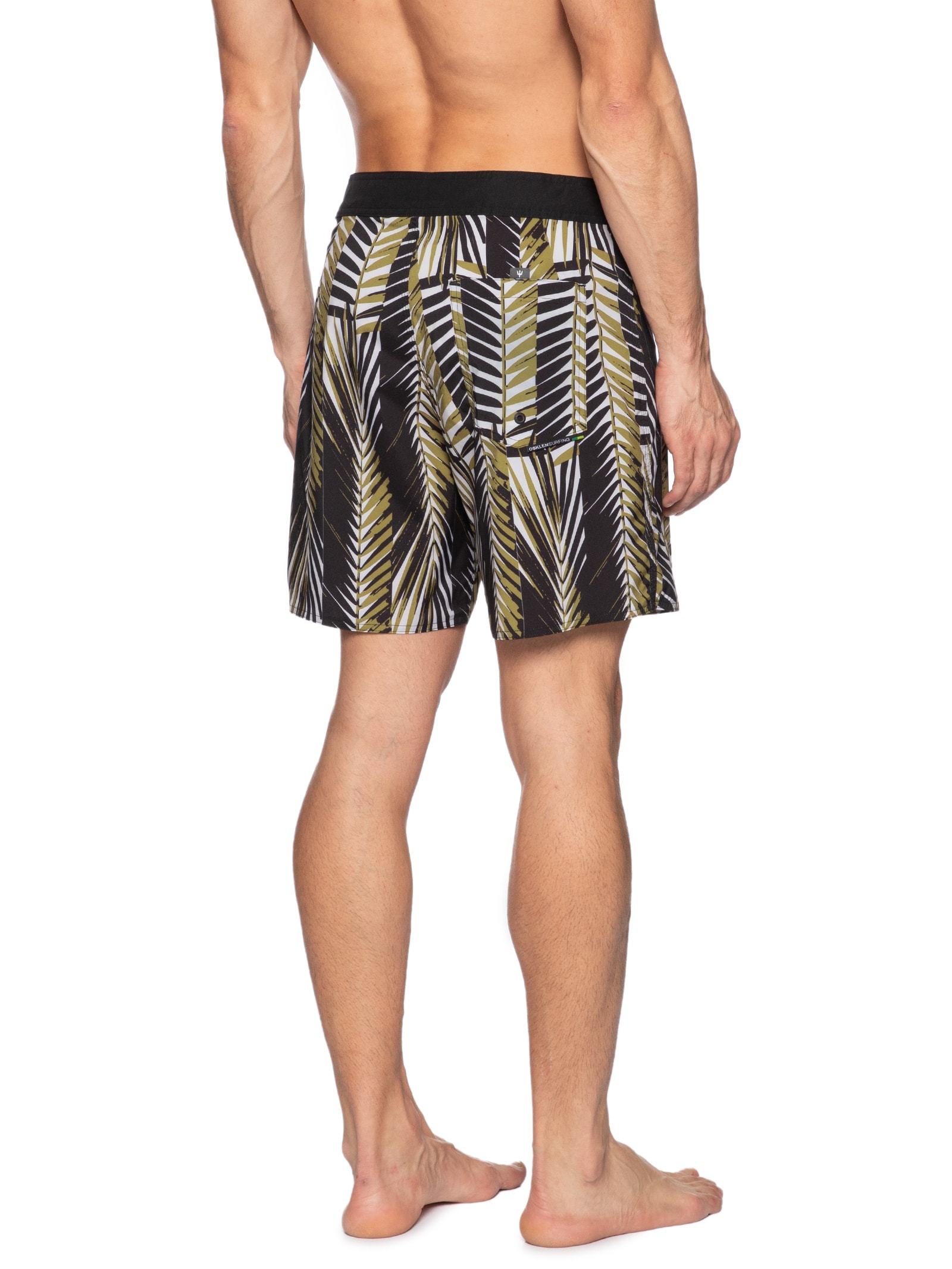 Bermuda Masculina Beachwear Aquaone Flex Palm Stripes  – Marrom Osklen