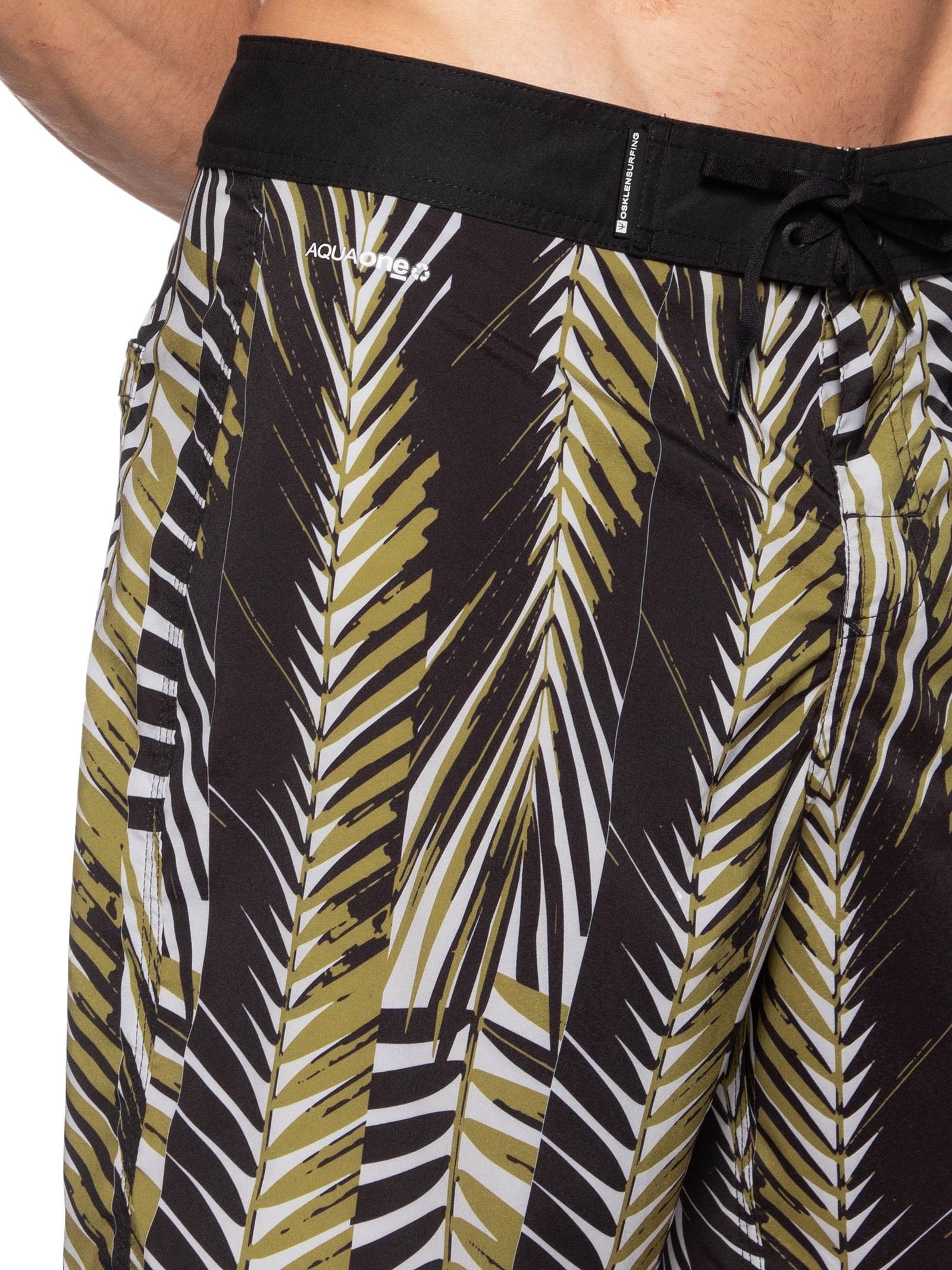 Bermuda Masculina Beachwear Aquaone Flex Palm Stripes  – Marrom Osklen