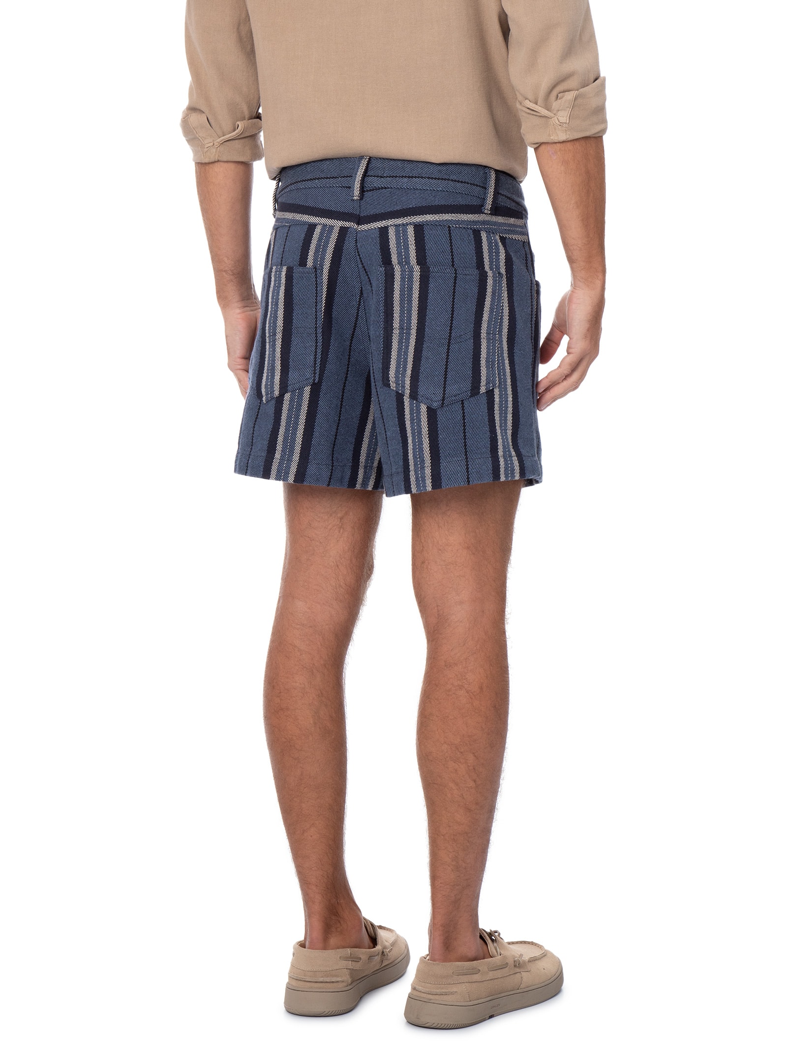 Bermuda Masculina Beachwear Stripes Pranchão Denim Azul Osklen