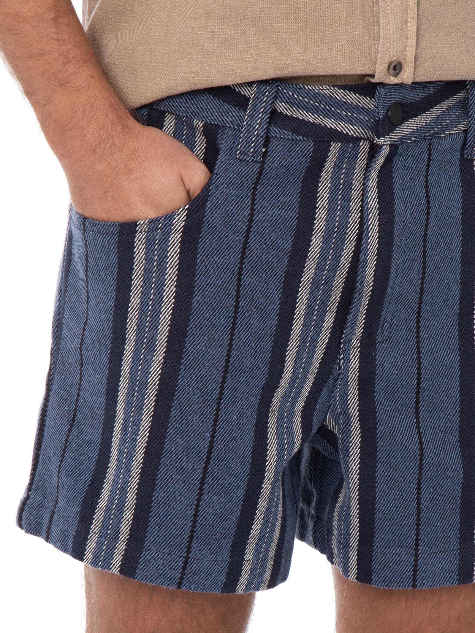 Bermuda Masculina Beachwear Stripes Pranchão Denim Azul Osklen
