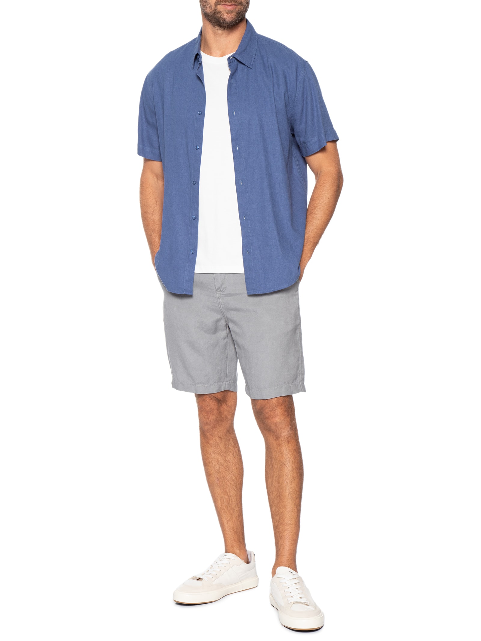 Bermuda Masculina Blend Linen Cinza Pineapple