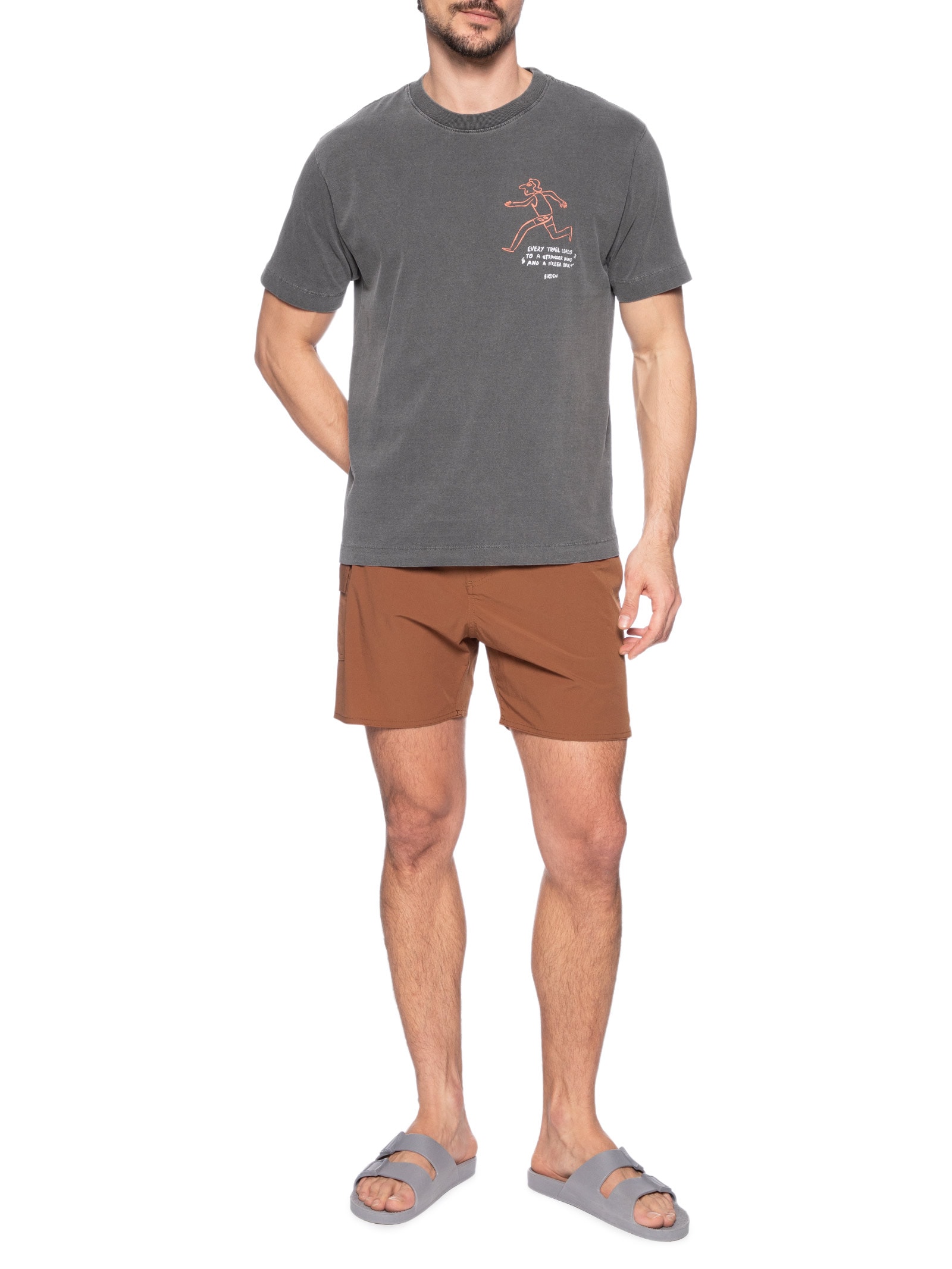 Bermuda Masculina Boardshort Flex Cargo Carpet Cognac Laranja Birden