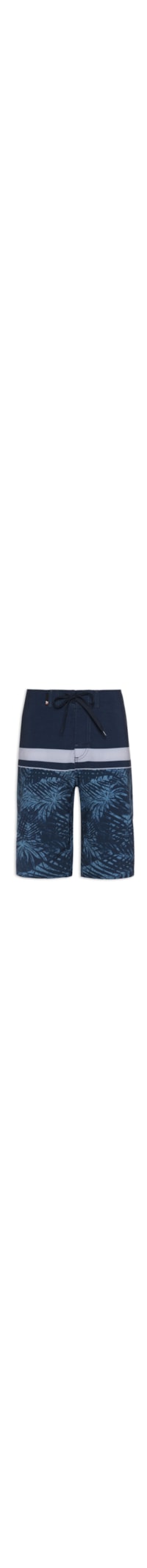 Bermuda Masculina Boardshort With Pocket Listrado Folhas - Azul