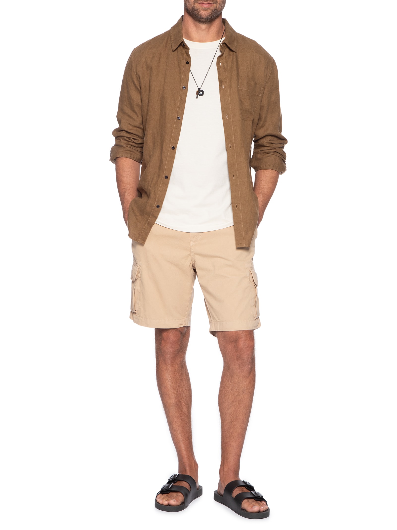 Bermuda Masculina Cargo Bege Pineapple