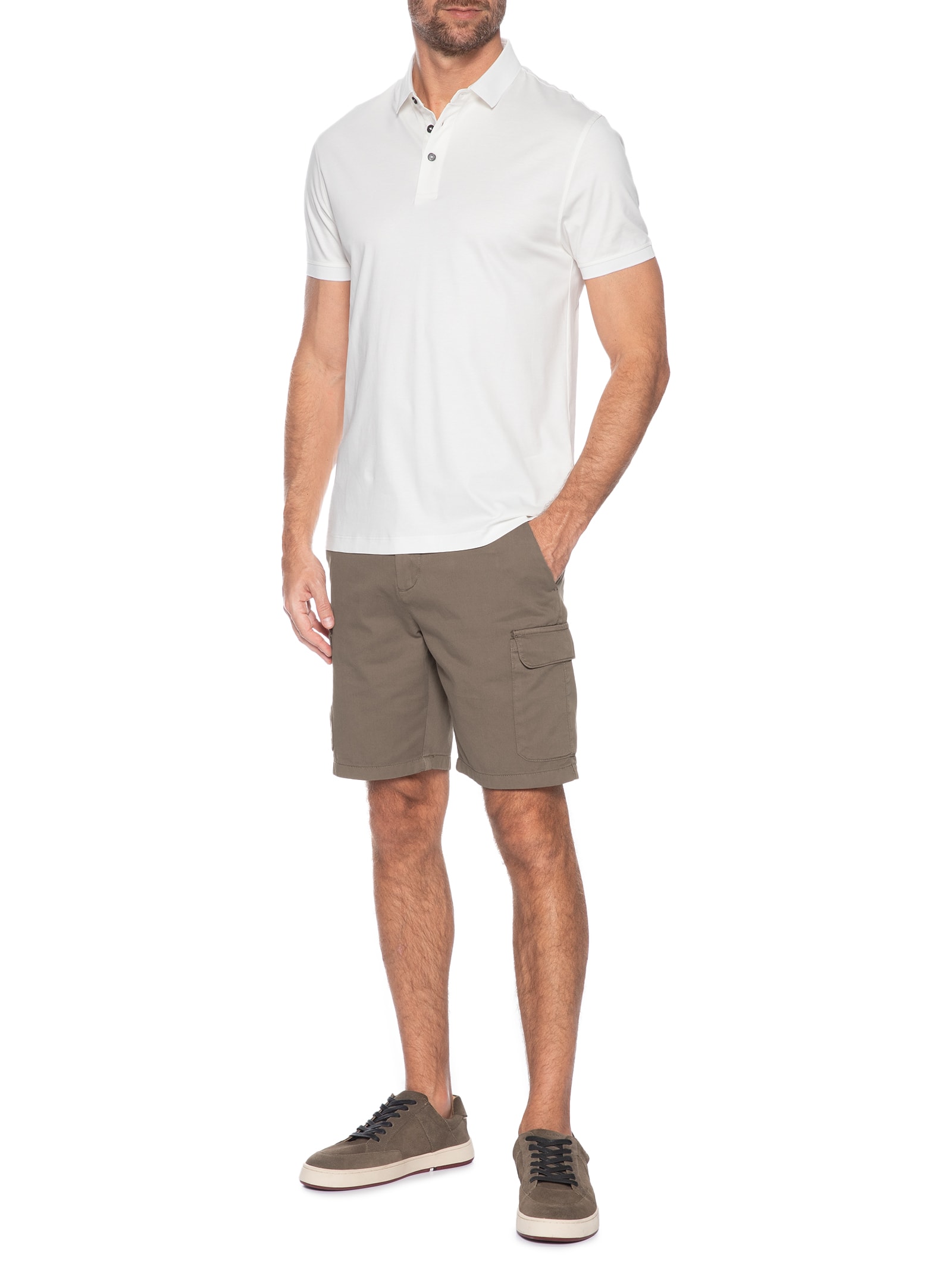 Bermuda Masculina Cargo Chino Color Bege Aramis