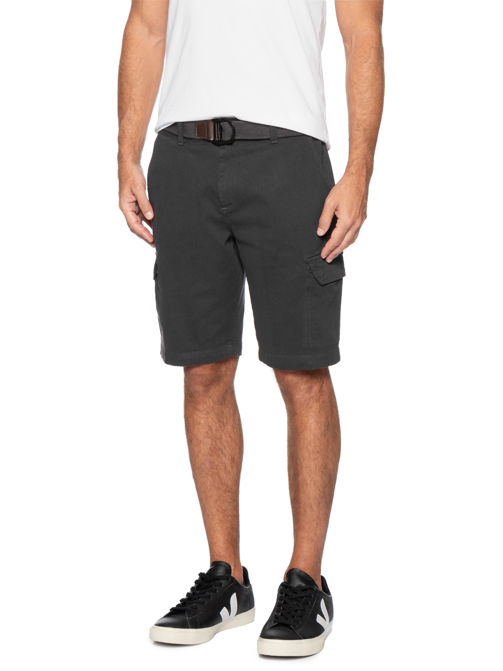 Bermuda Masculina Cargo com Cinto Preto Sergio K