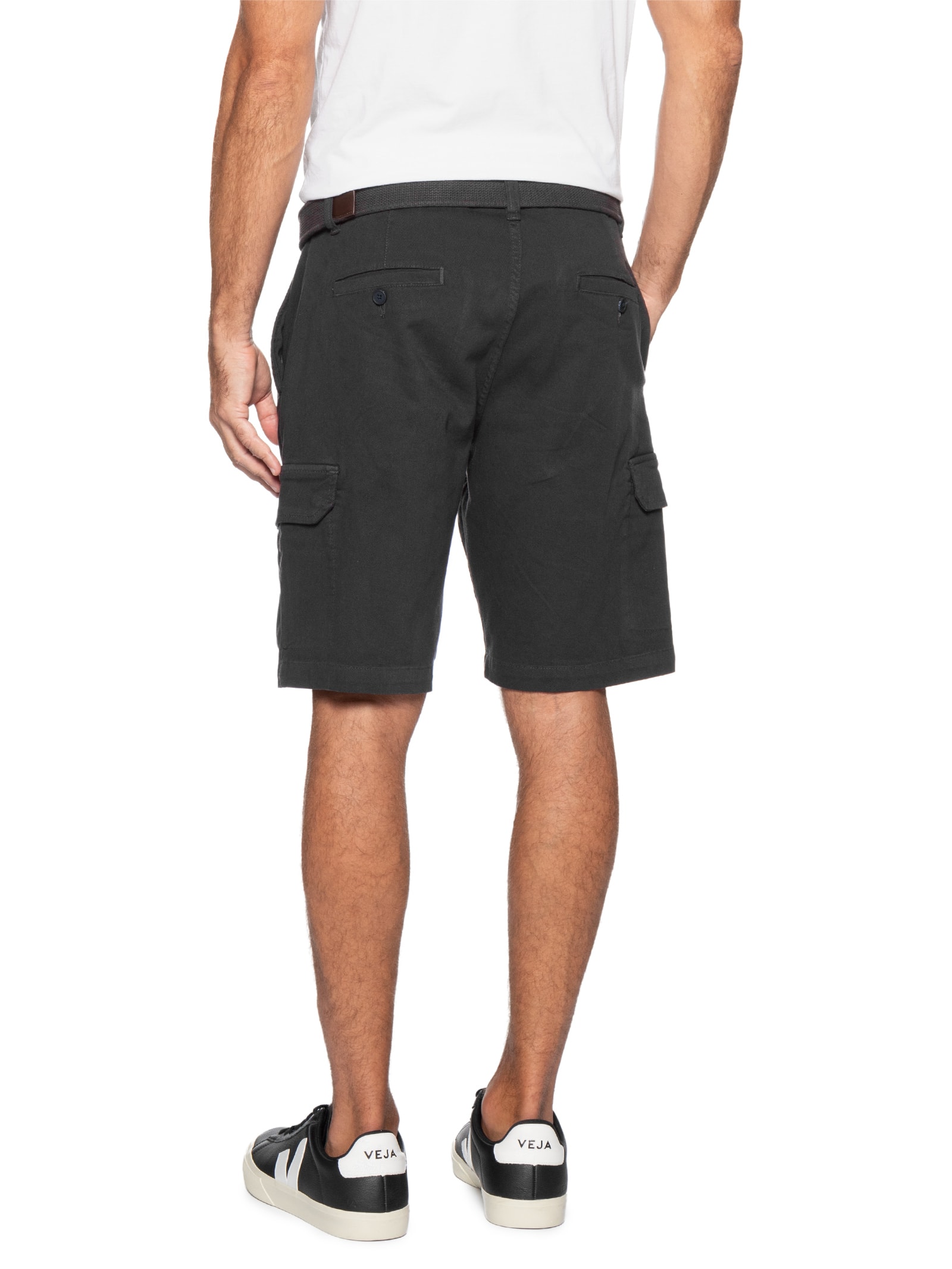 Bermuda Masculina Cargo com Cinto Preto Sergio K