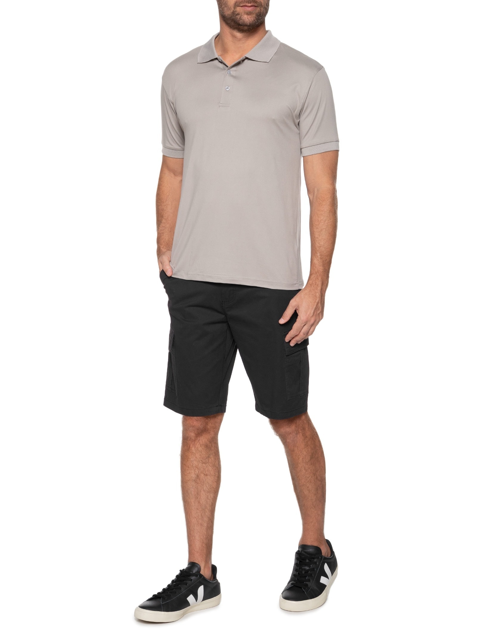 Bermuda Masculina Cargo Em Sarja Preto Basiq Men