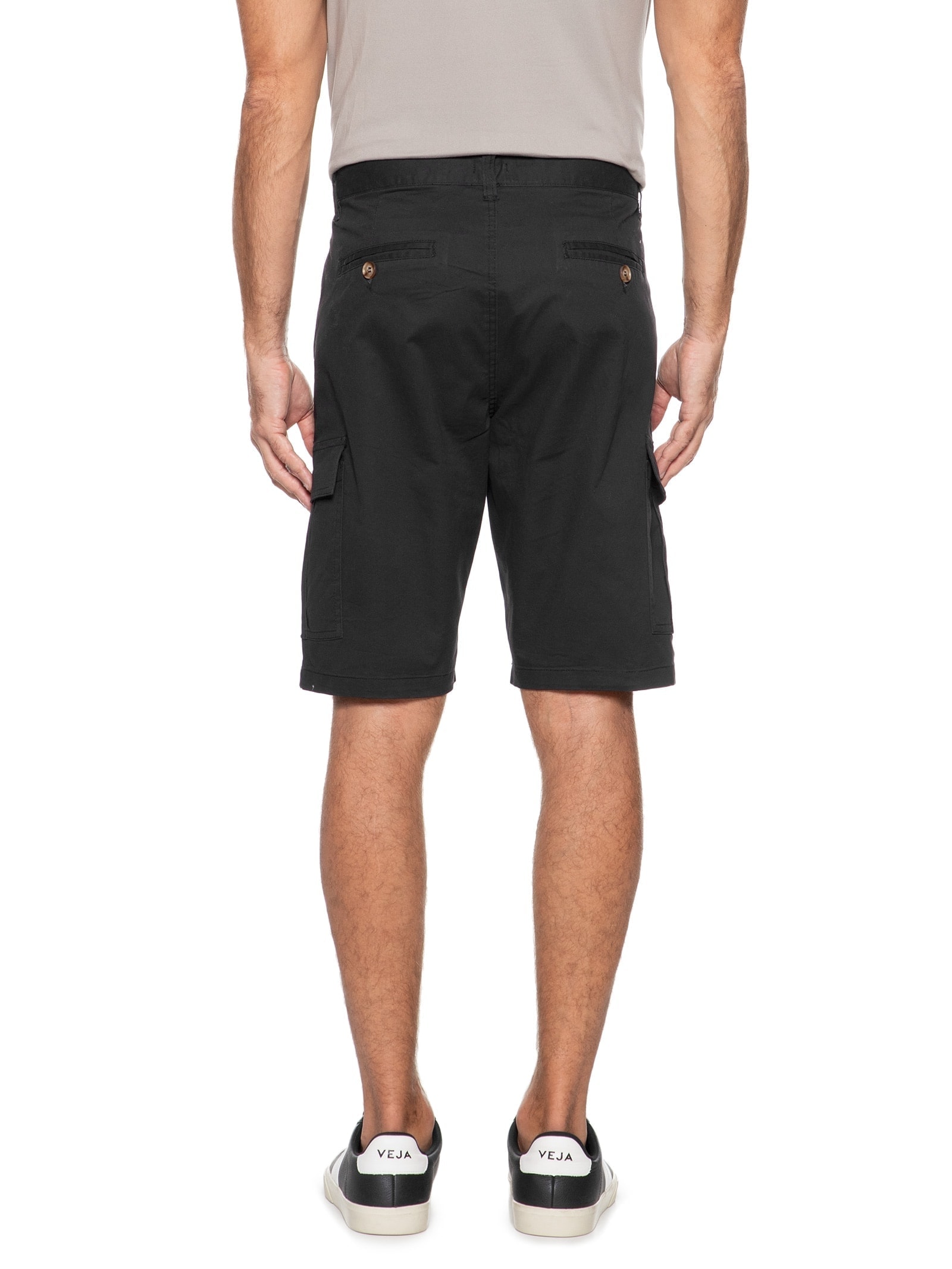Bermuda Masculina Cargo Em Sarja Preto Basiq Men