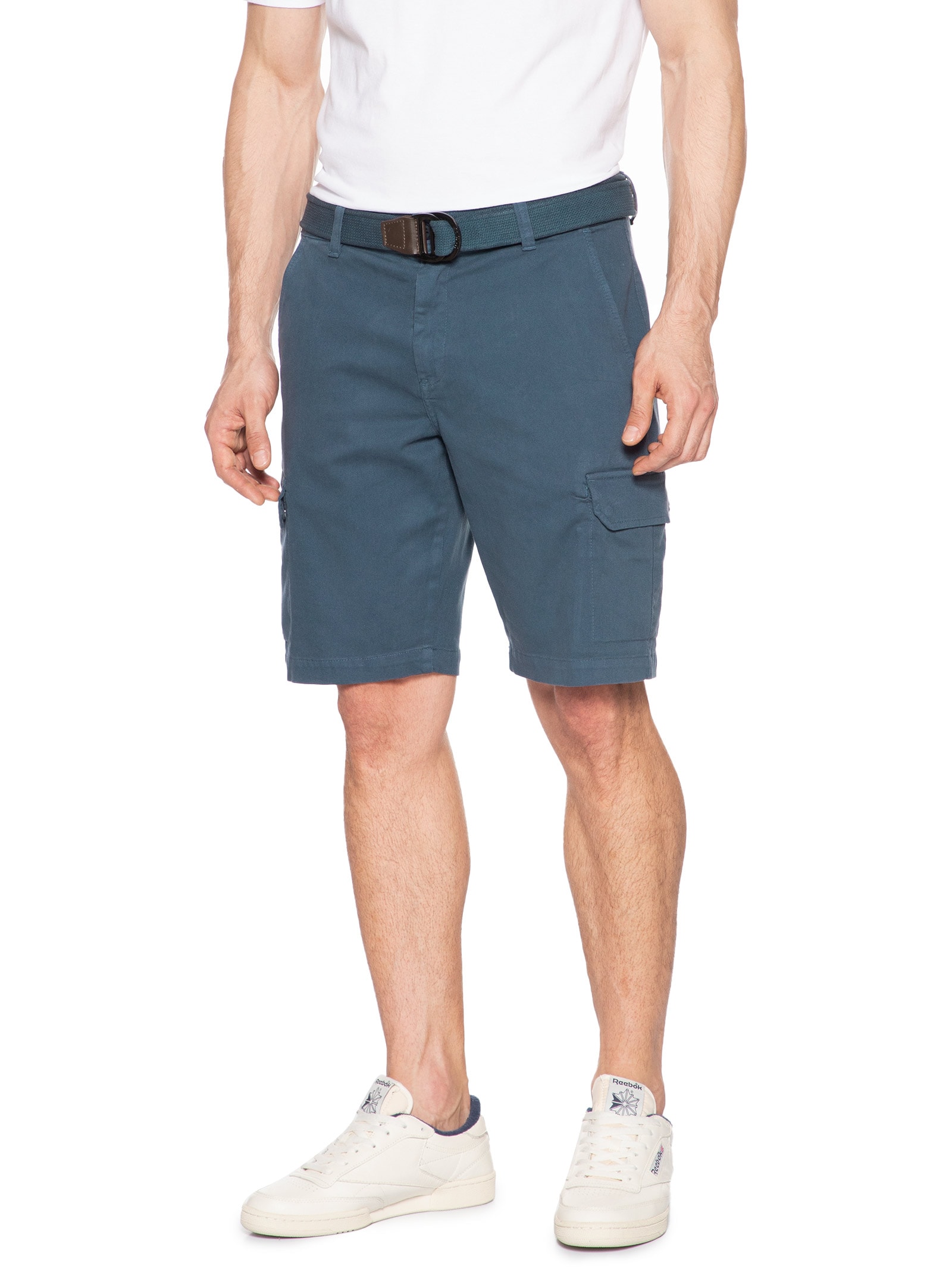 Bermuda Masculina Cargo Sarja Com Cinto Azul Sergio K