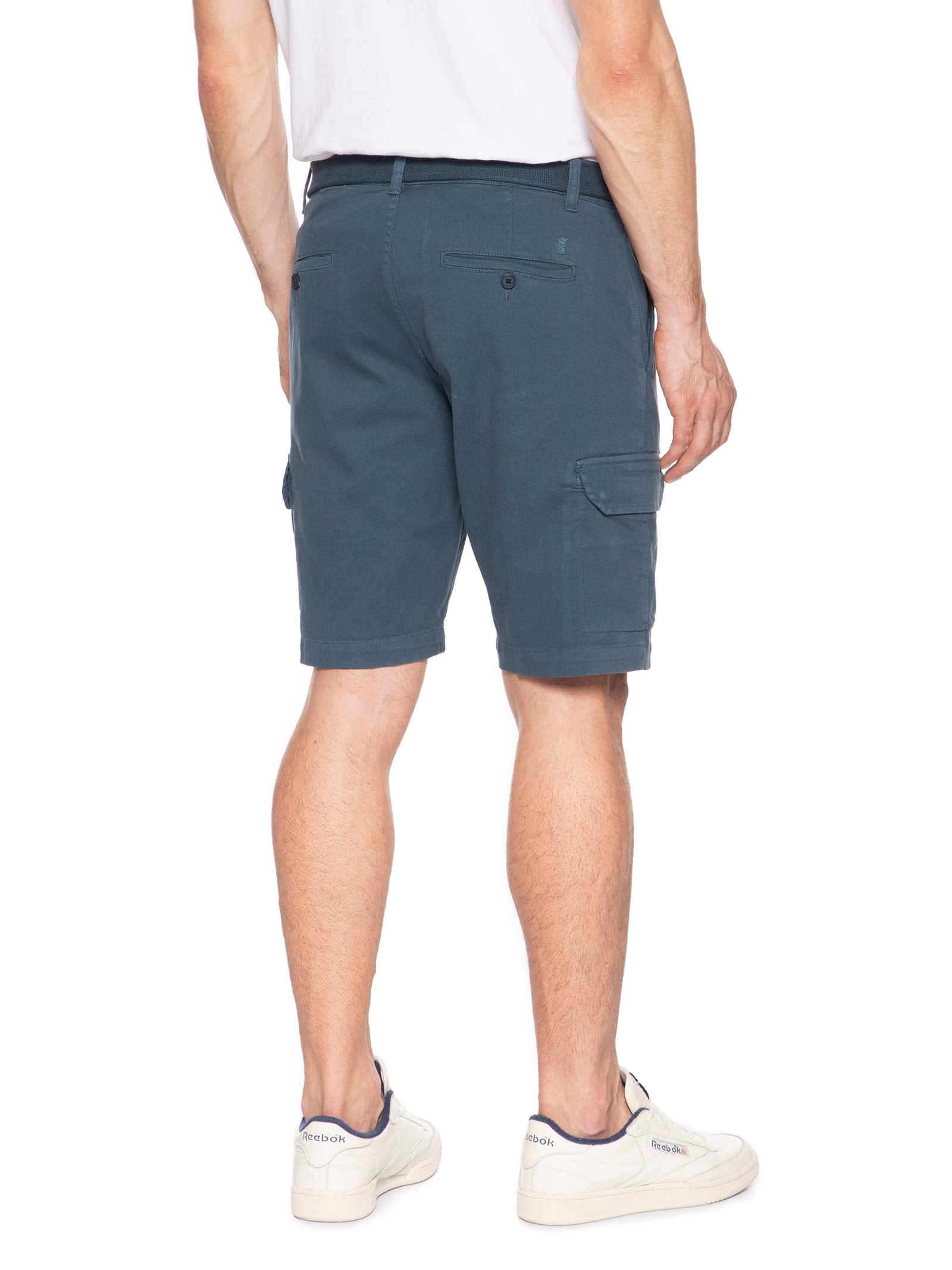 Bermuda Masculina Cargo Sarja Com Cinto Azul Sergio K