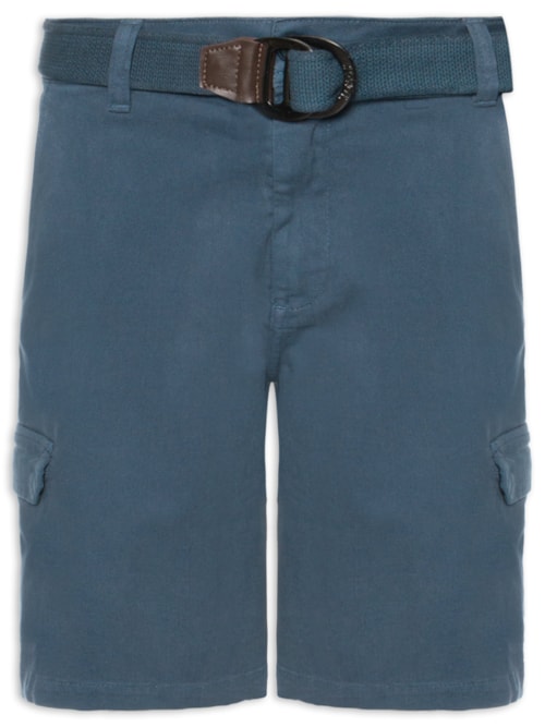 Bermuda Masculina Cargo Sarja Com Cinto – Azul