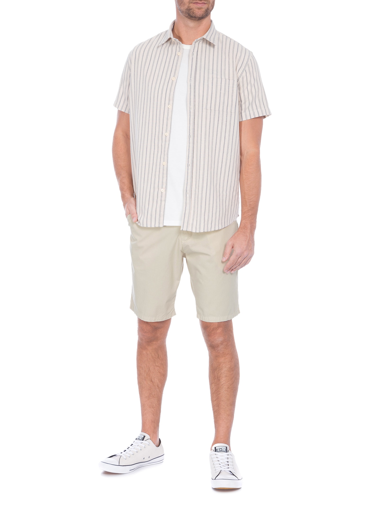Bermuda Masculina Casual Alfaiataria Bege Osklen