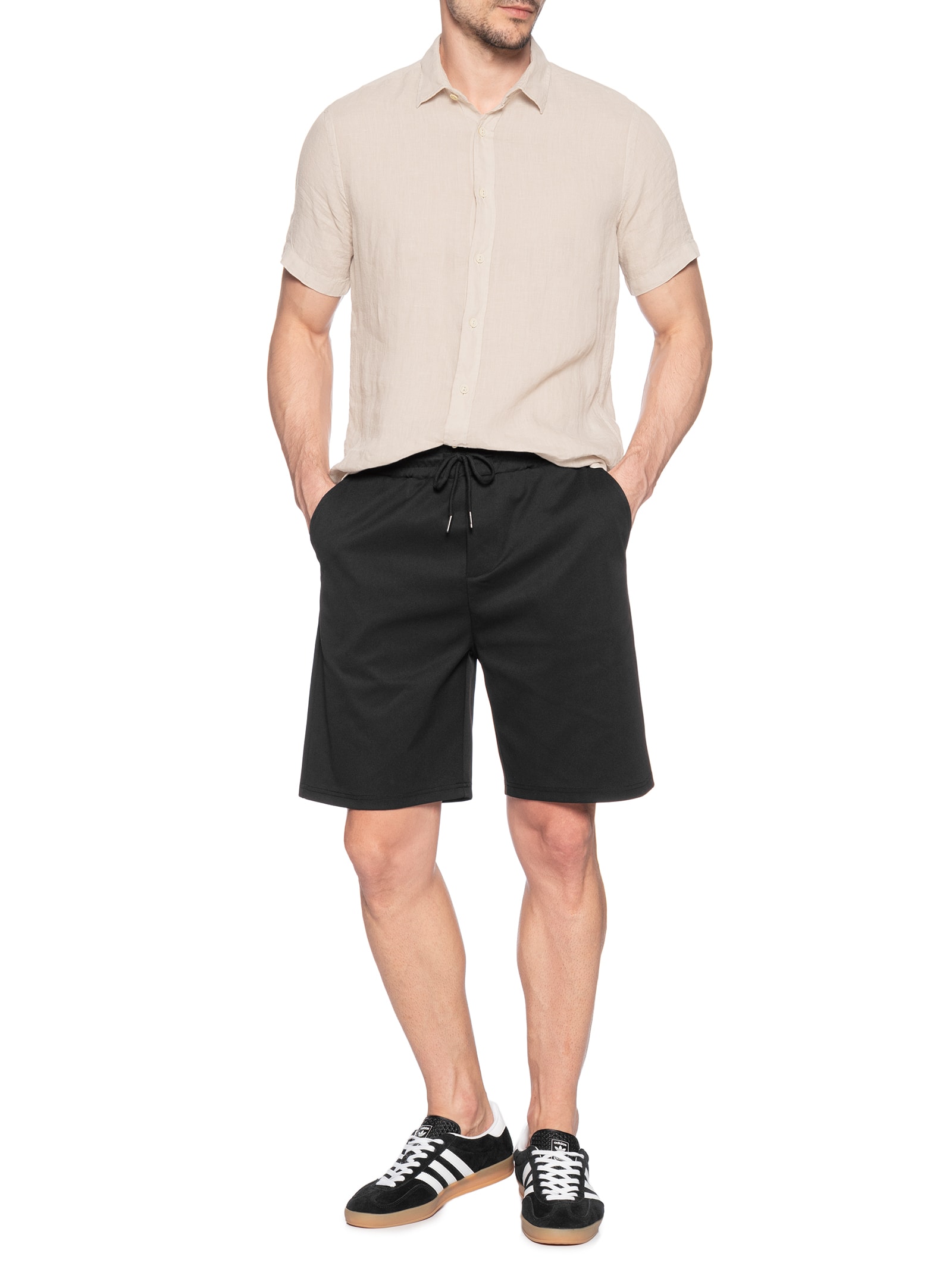 Bermuda Masculina Casual Básica Preto Basiq Men