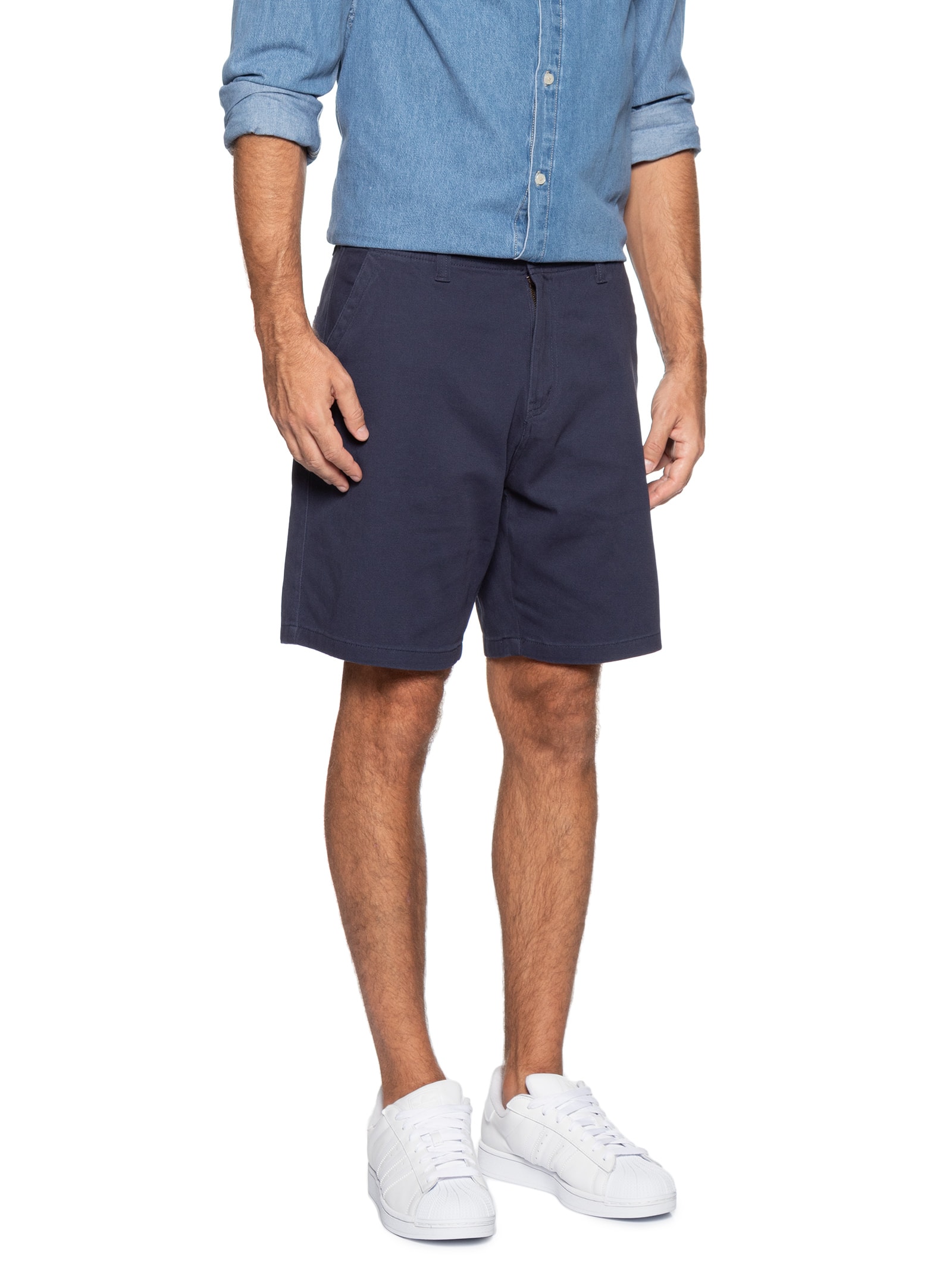 Bermuda Masculina Casual em Sarja Color Azul Basiq Men