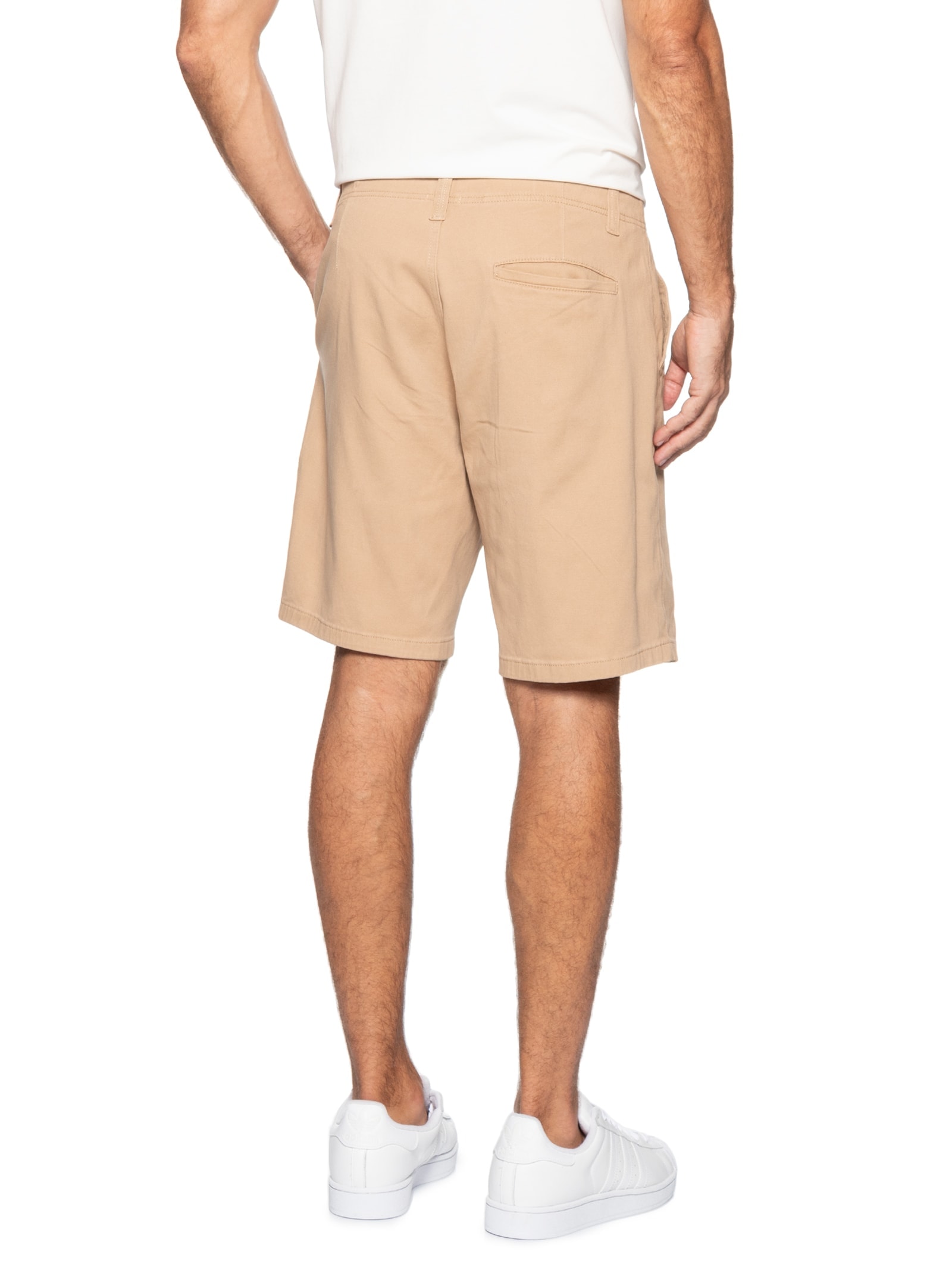 Bermuda Masculina Casual em Sarja Color Bege Basiq Men