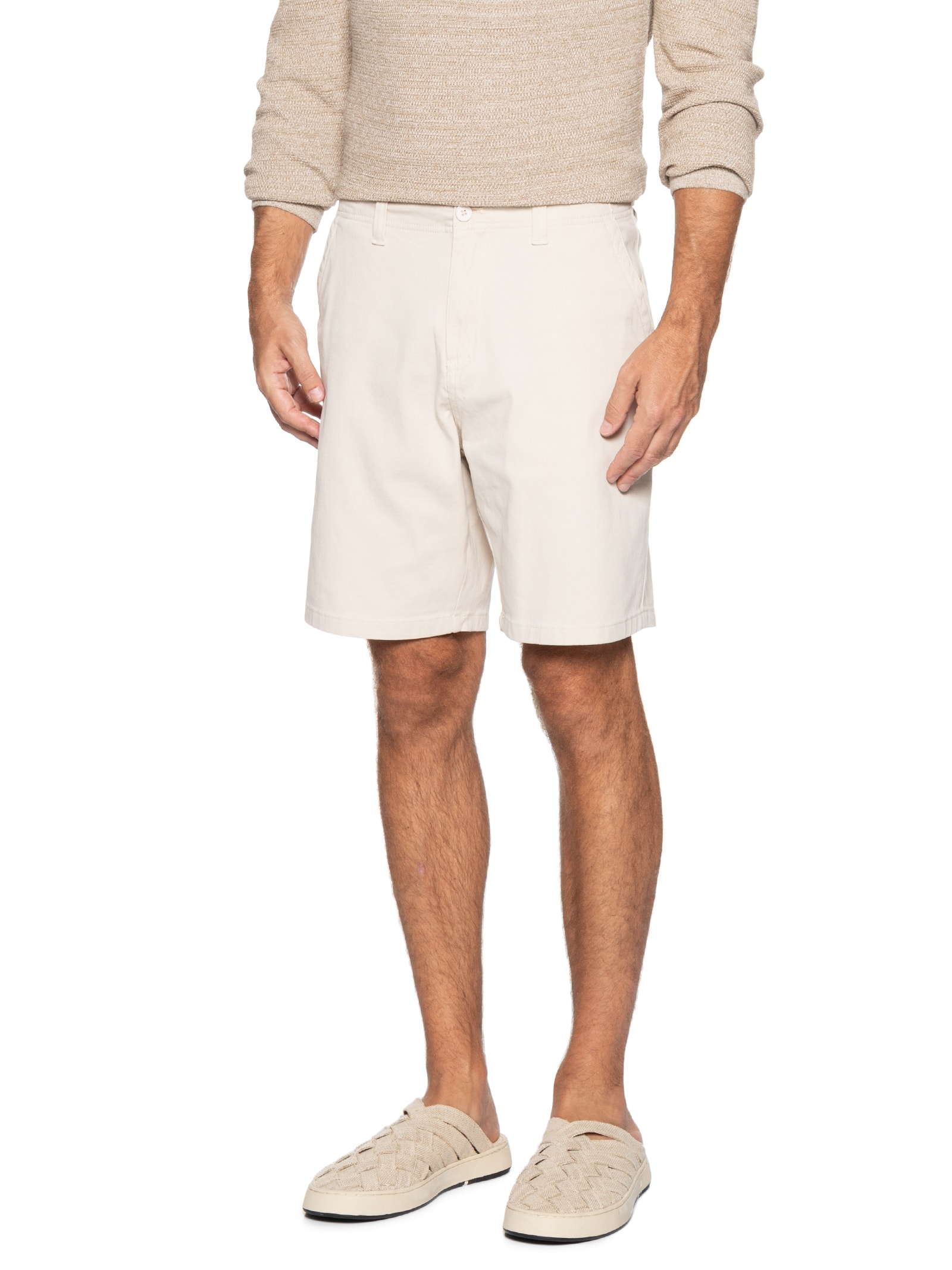 Bermuda Masculina Casual em Sarja Color Bege Basiq Men