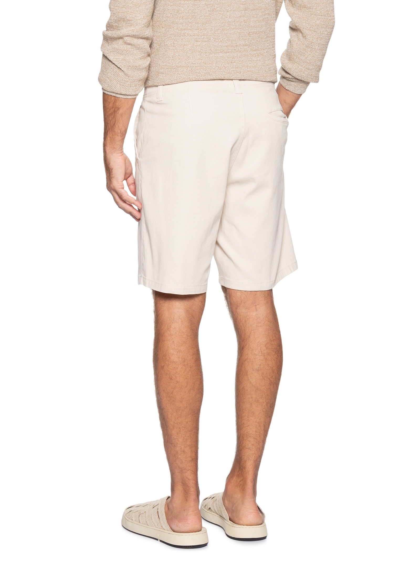 Bermuda Masculina Casual em Sarja Color Bege Basiq Men