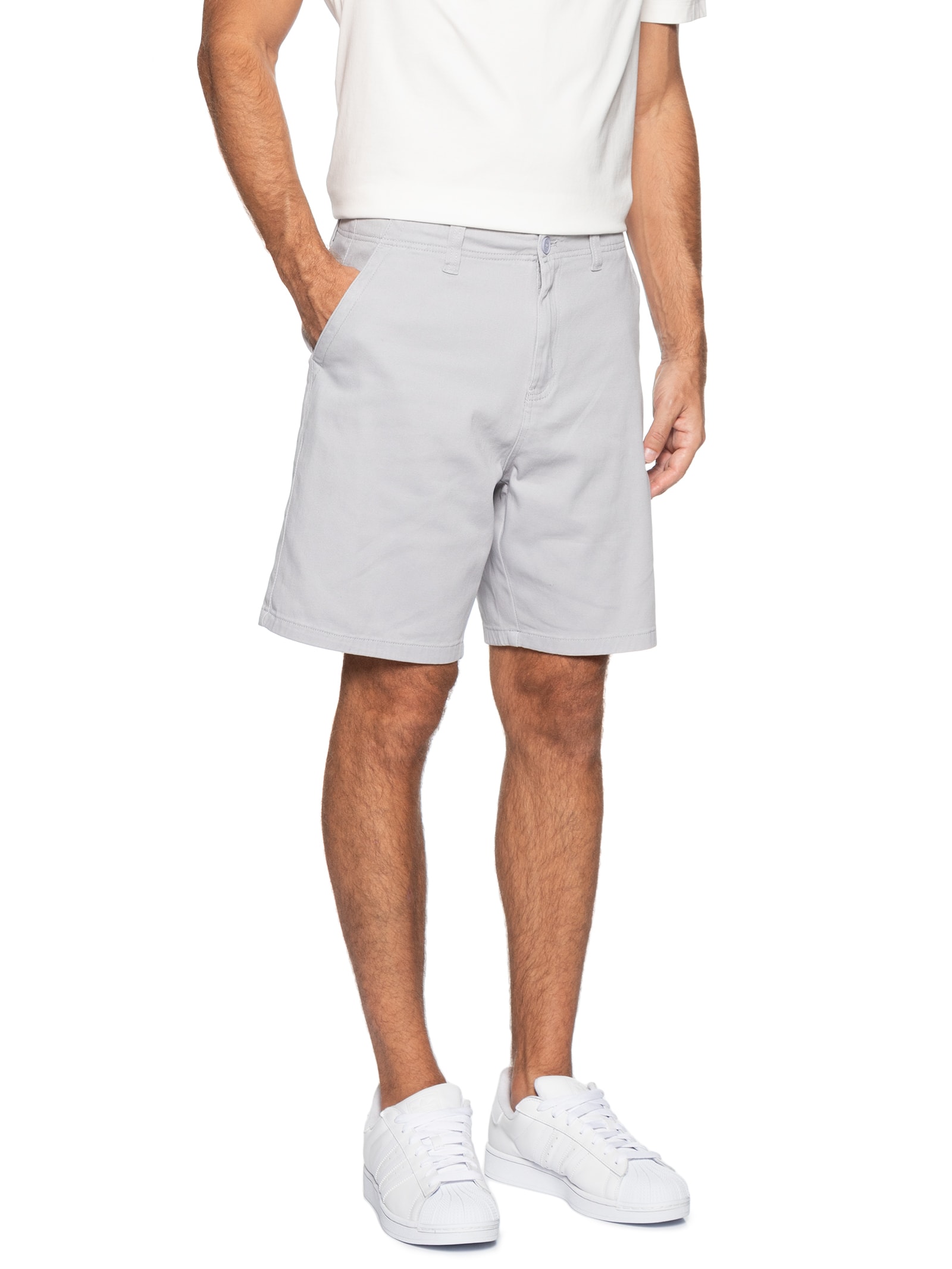 Bermuda Masculina Casual em Sarja Color Cinza Basiq Men