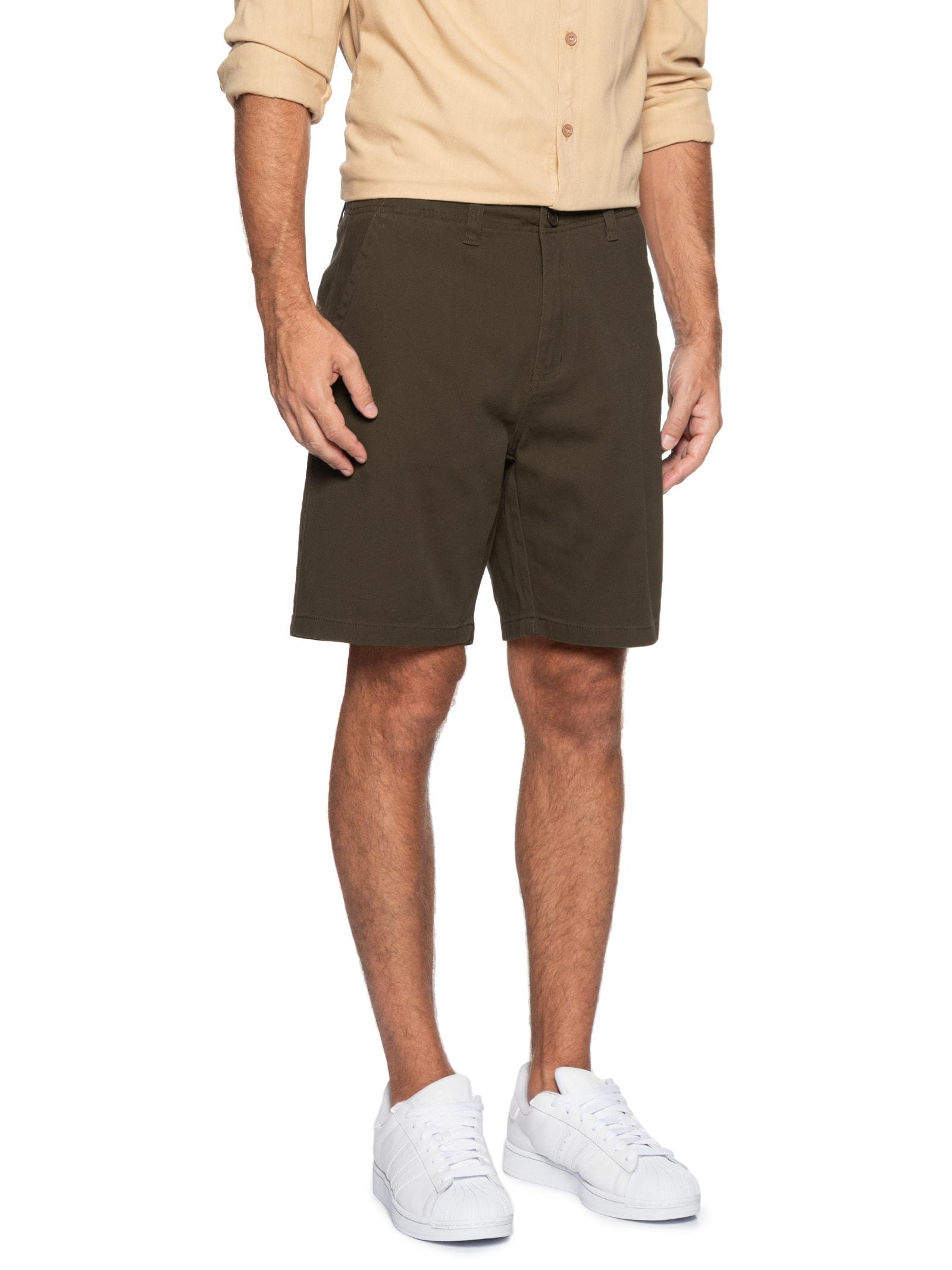 Bermuda Masculina Casual em Sarja Color Marrom Basiq Men