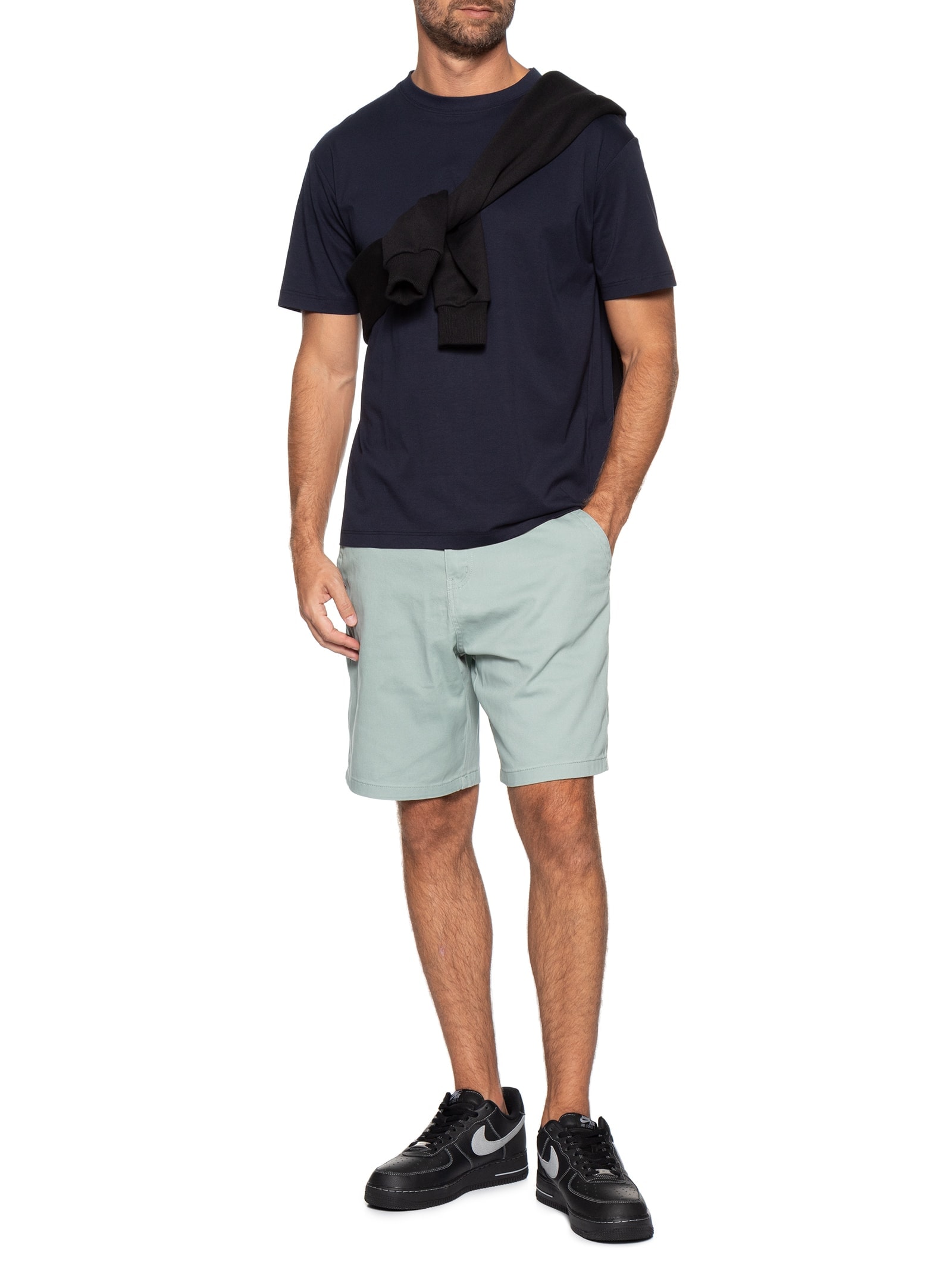 Bermuda Masculina Casual em Sarja Color Verde Basiq Men