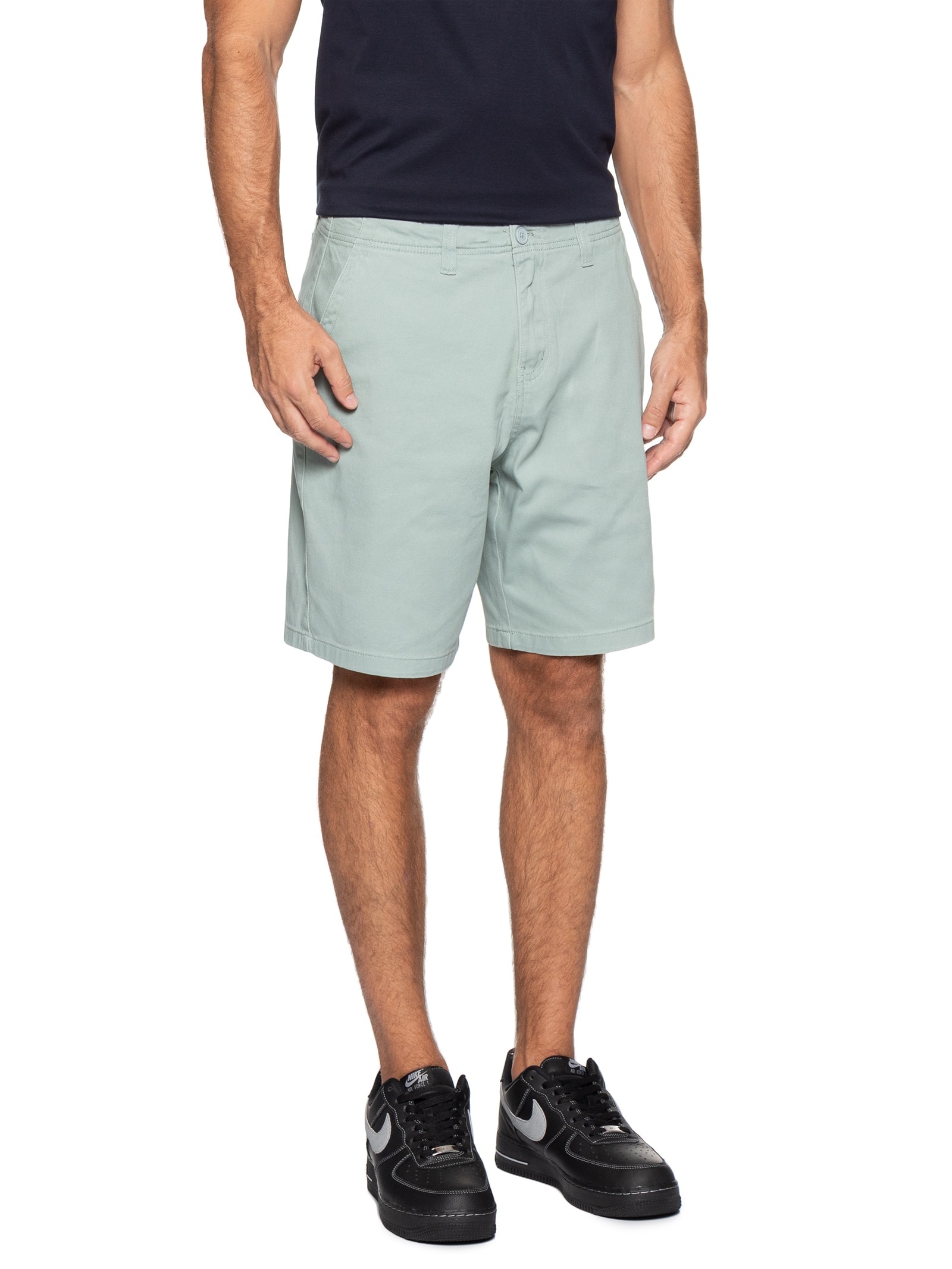 Bermuda Masculina Casual em Sarja Color Verde Basiq Men