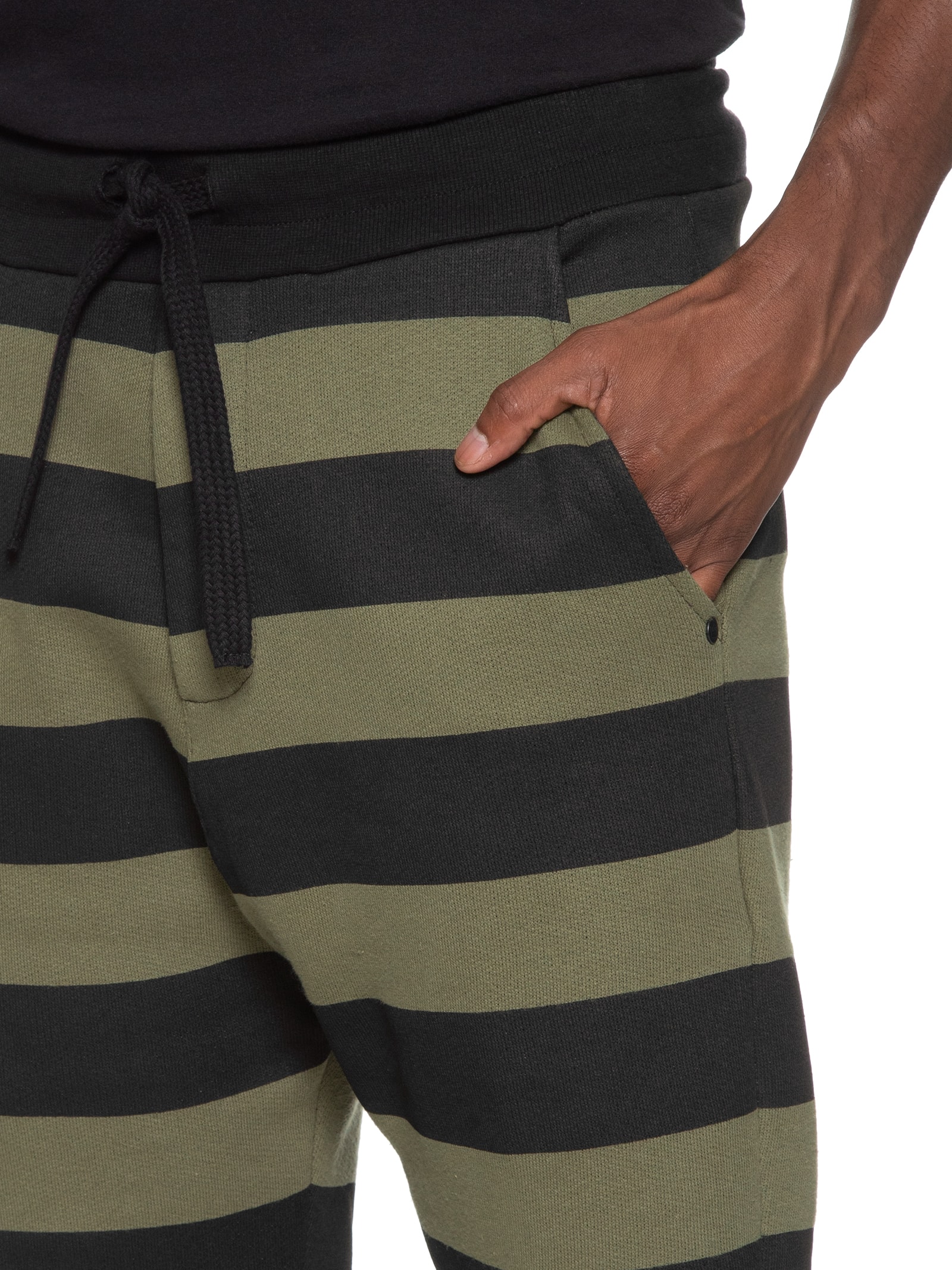 Bermuda Masculina Casual Listrada Moletom Preto Osklen