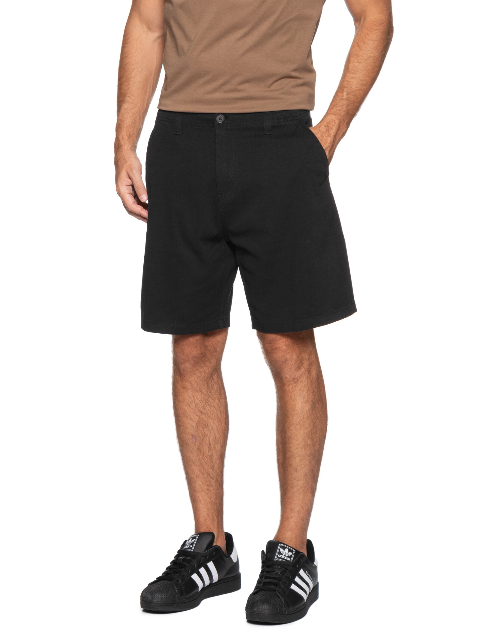 Bermuda Masculina Casual Sarja Color Preto Basiq Men