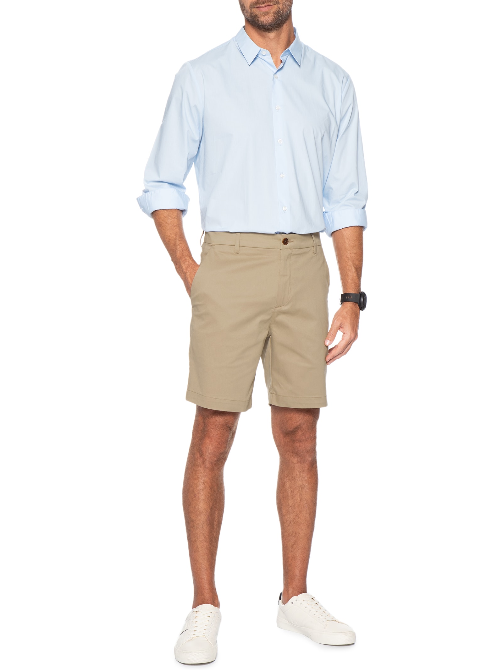 Bermuda Masculina Chino Bege Oficina Reserva