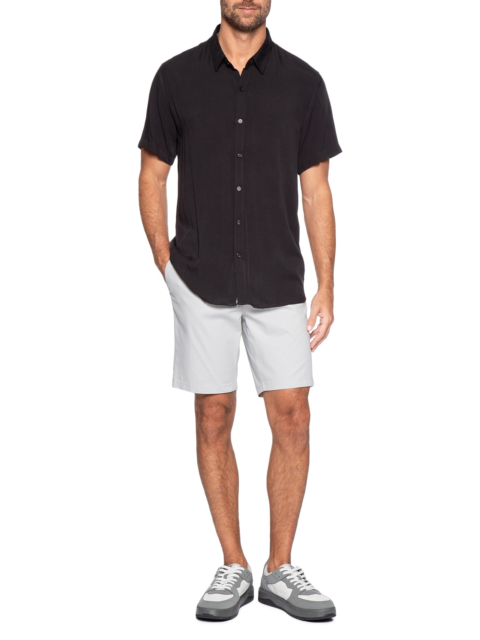 Bermuda Masculina Chino Color Cinza Basiq Men