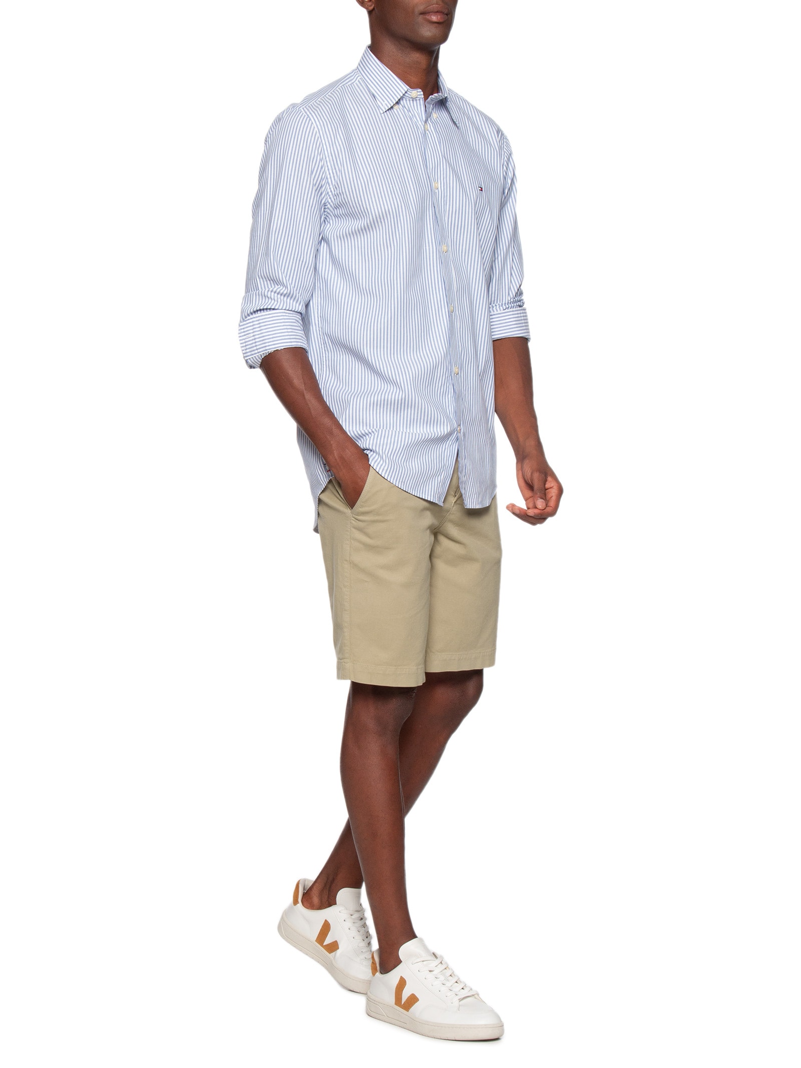 Bermuda Masculina Chino em Sarja Tinturada Marrom Sergio K