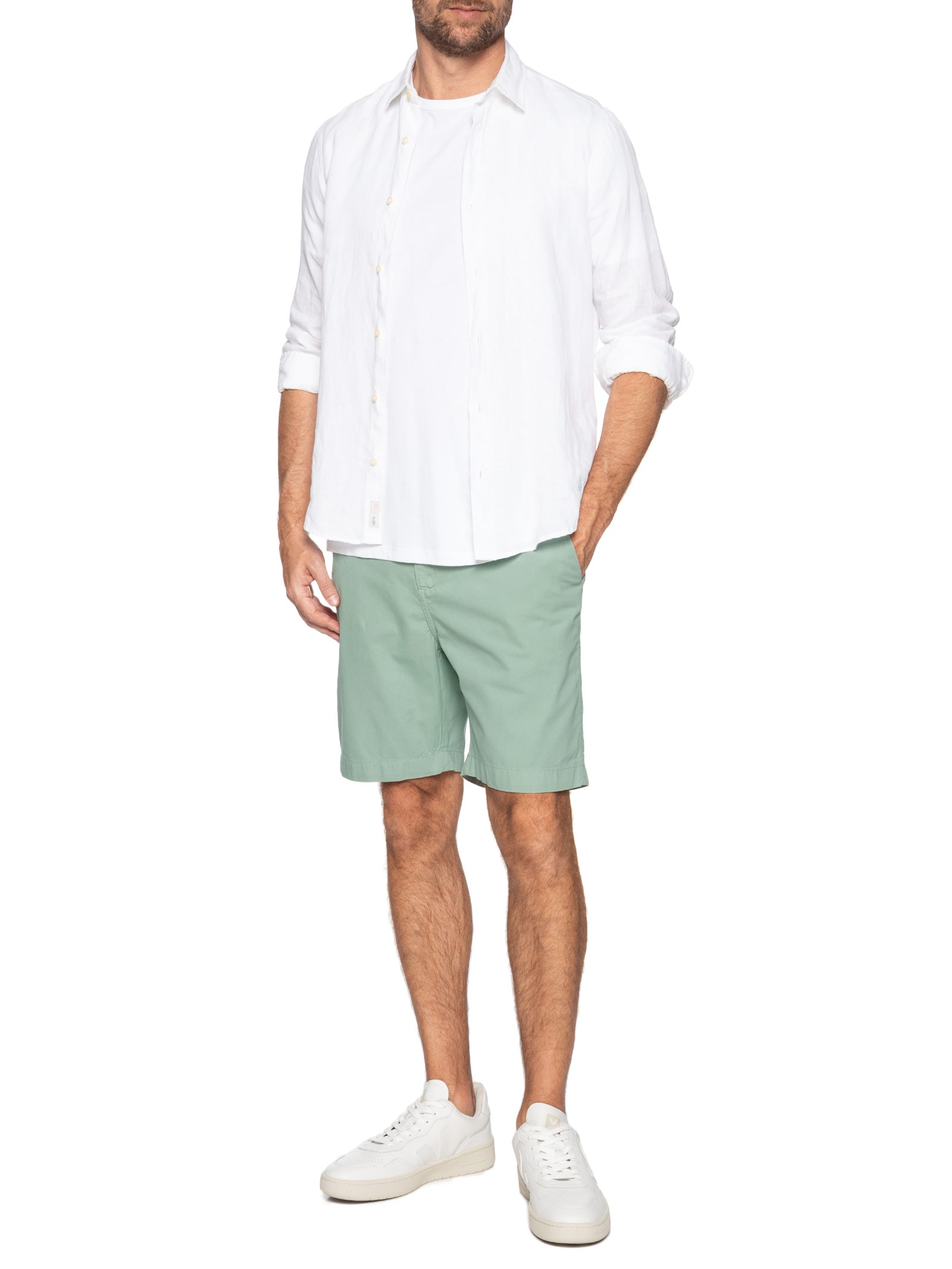Bermuda Masculina Chino Off White Pineapple