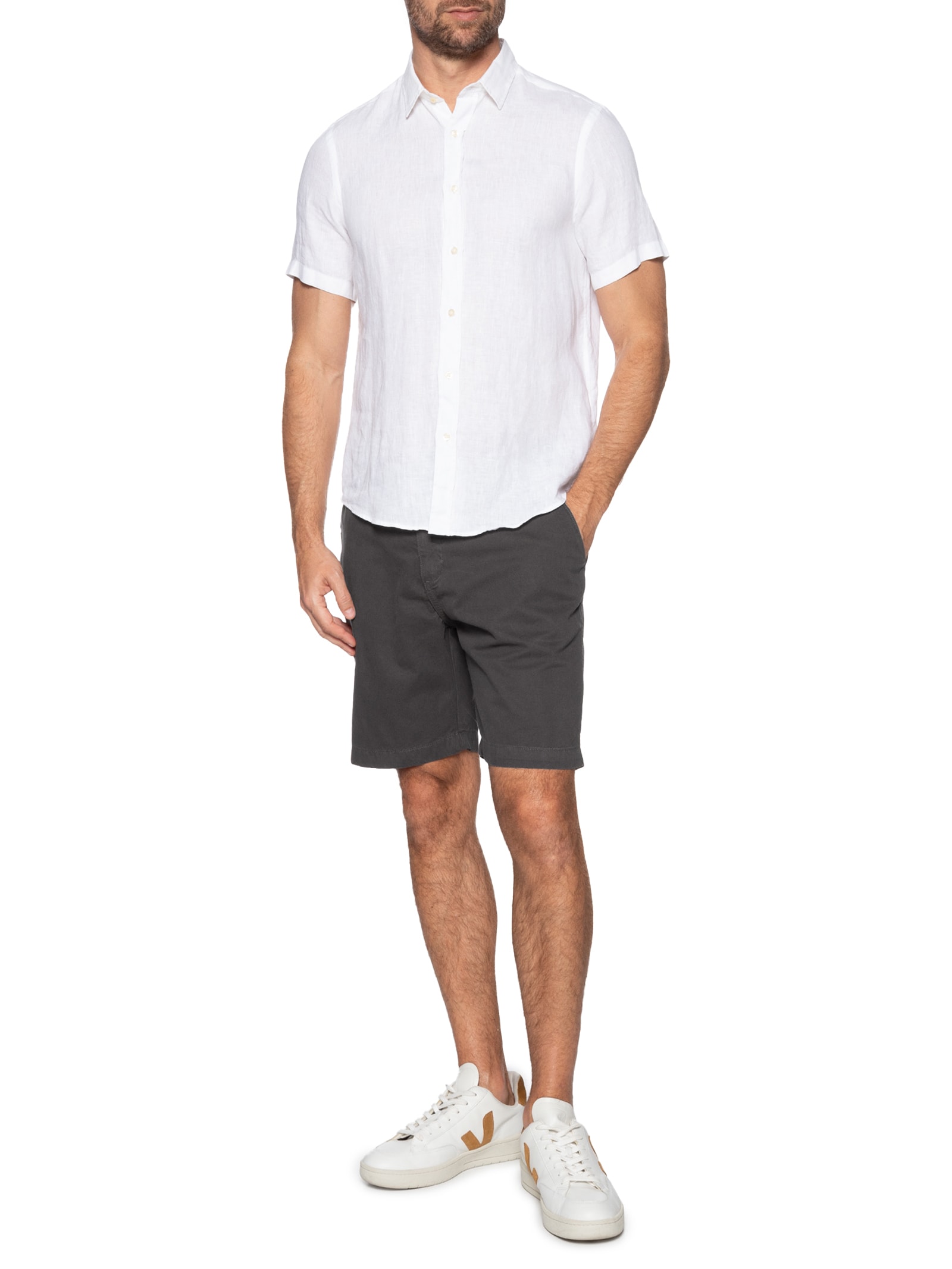 Bermuda Masculina Chino Off White Pineapple